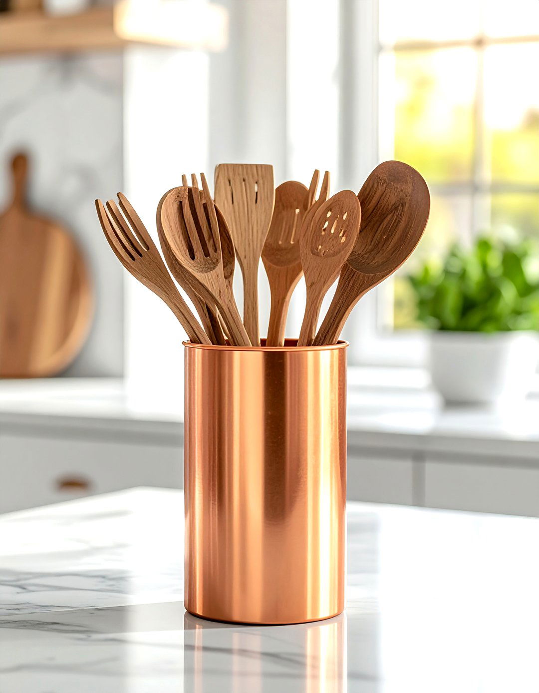 Copper Utensil Holder - 30 copper accent kitchen ideas