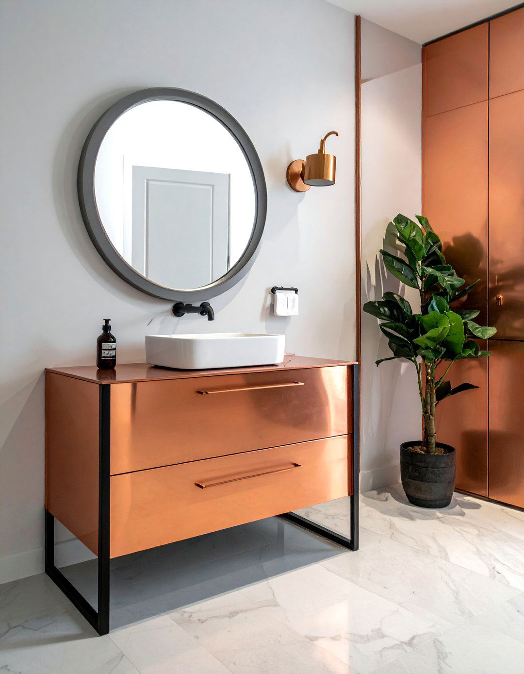 Copper Vanity - 30 copper bathroom ideas