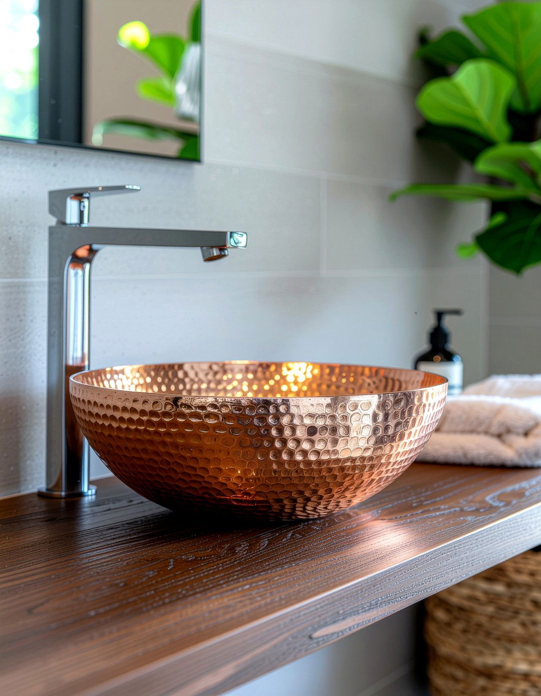 Copper Vessel Sink - 30 rust bathroom ideas