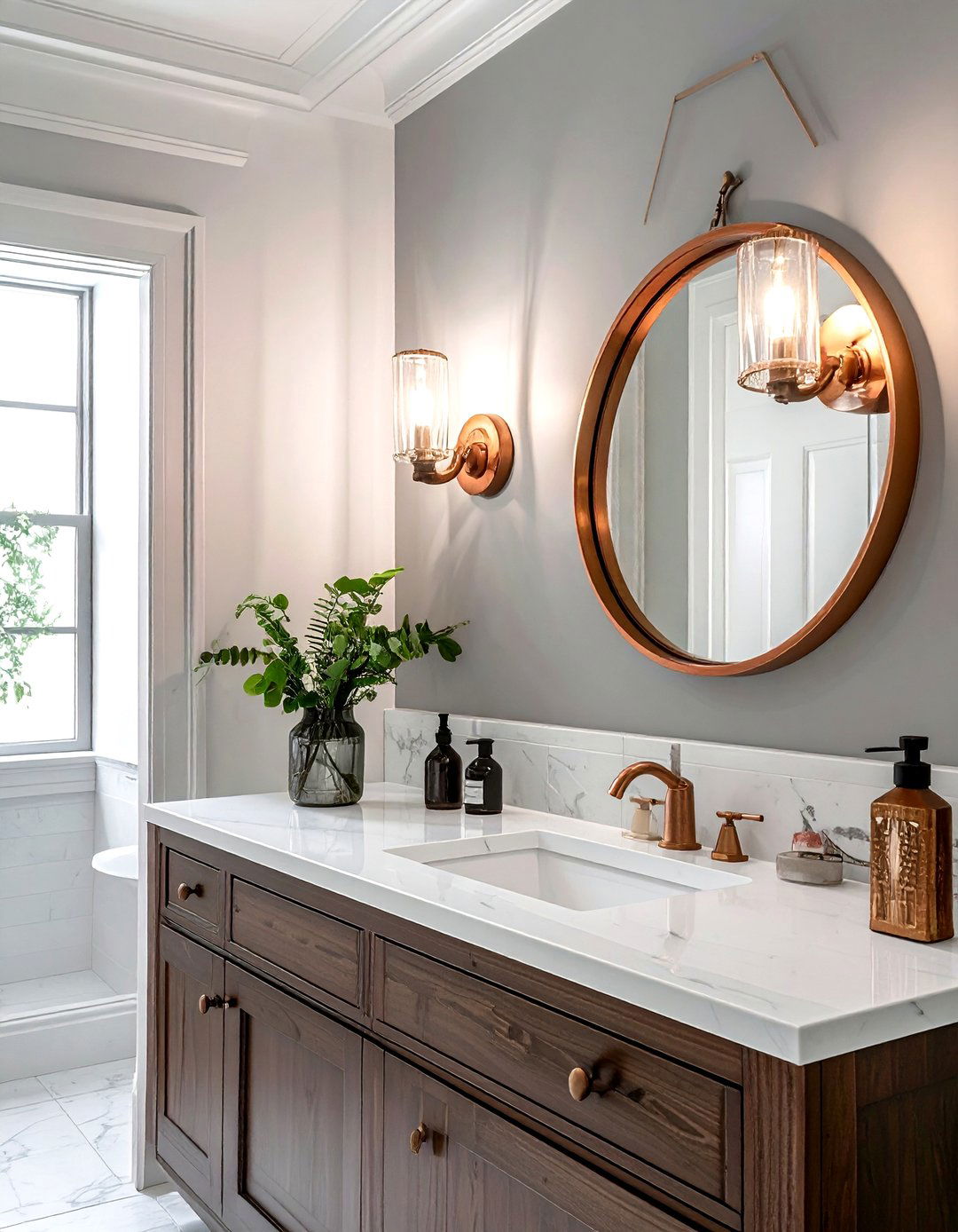 Copper Wall Sconce - 30 copper bathroom ideas