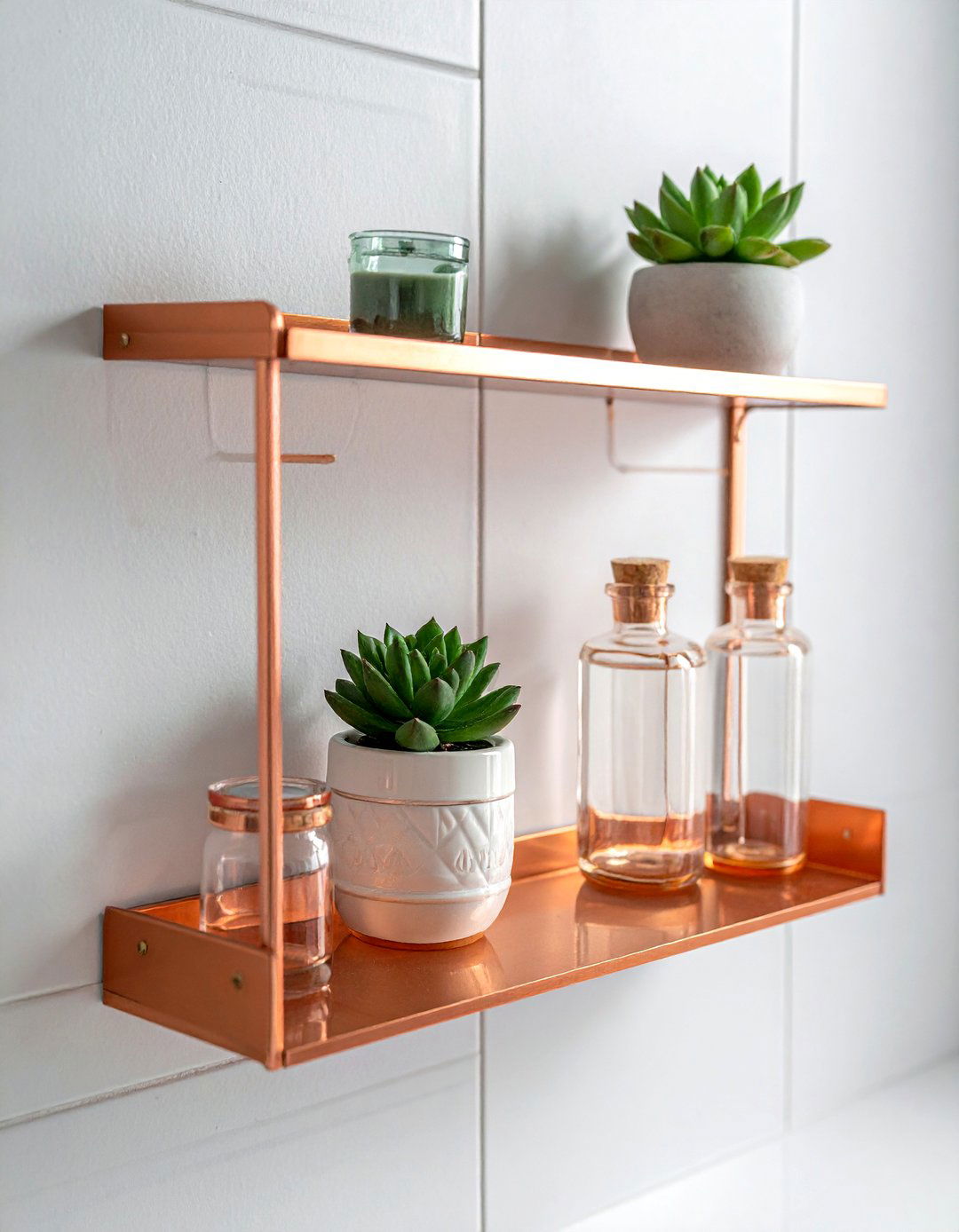 Copper Wall Shelf - 30 copper bathroom ideas