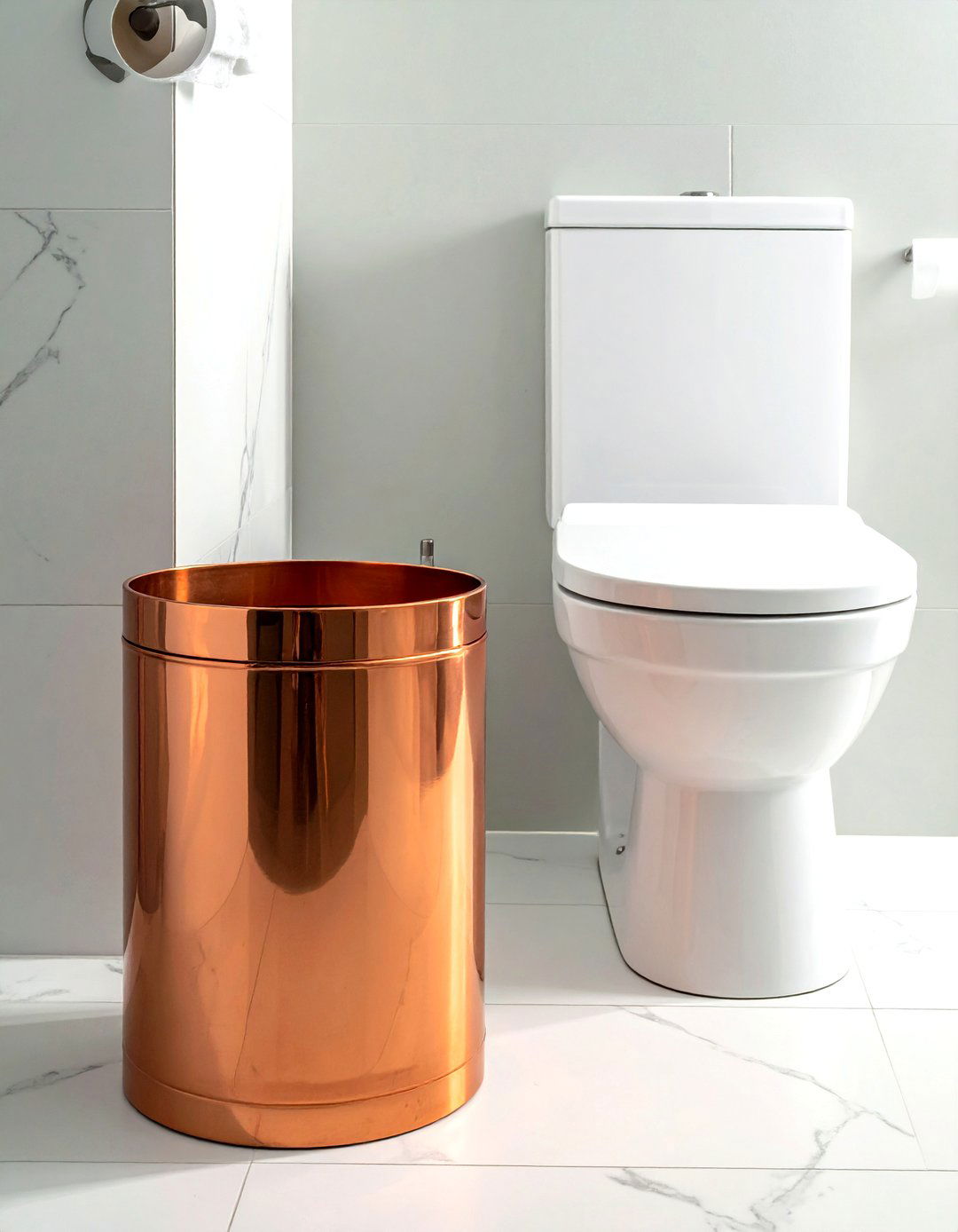 Copper Waste Basket - 30 copper bathroom ideas