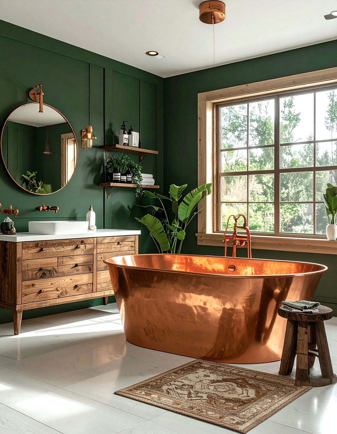 Copper accent bathroom - 30 tropical bathroom ideas