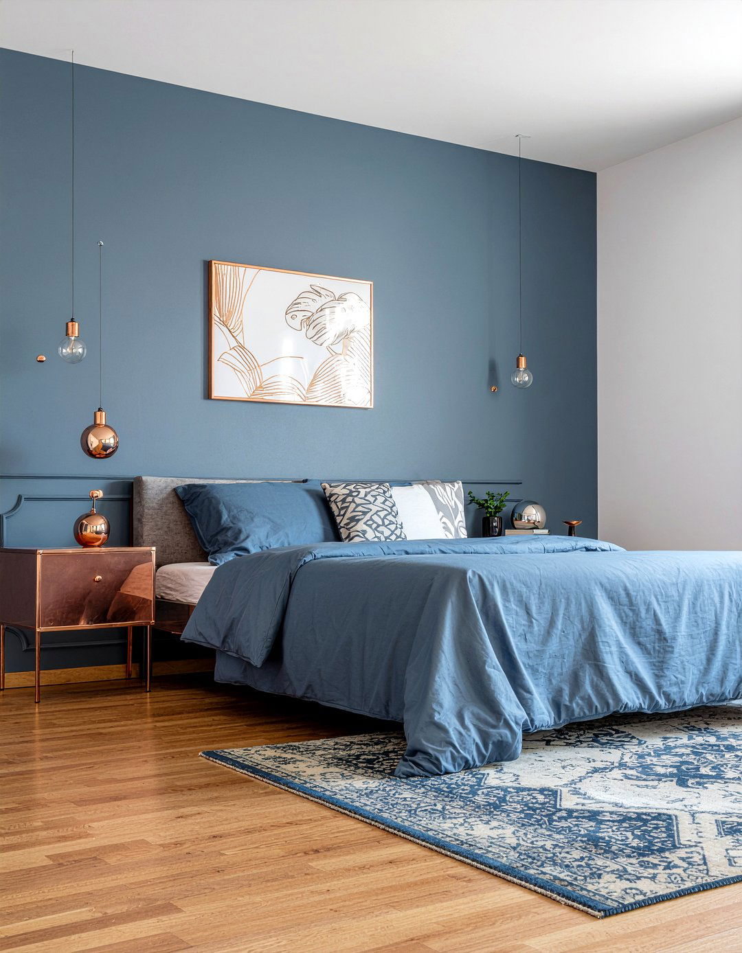Copper and navy bedroom - 30 jewel toned bedroom ideas
