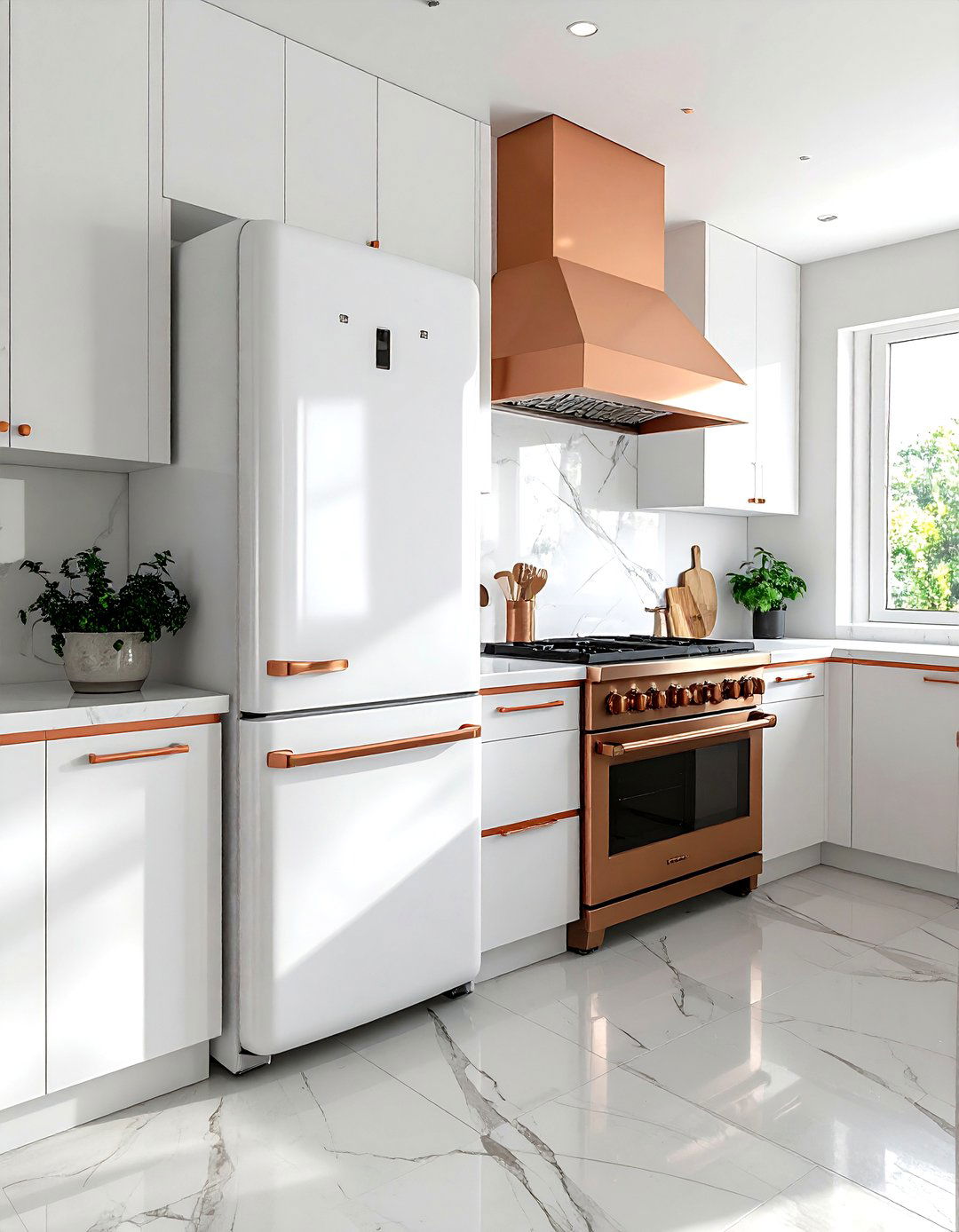 Copper appliance handles - 30 copper kitchen ideas