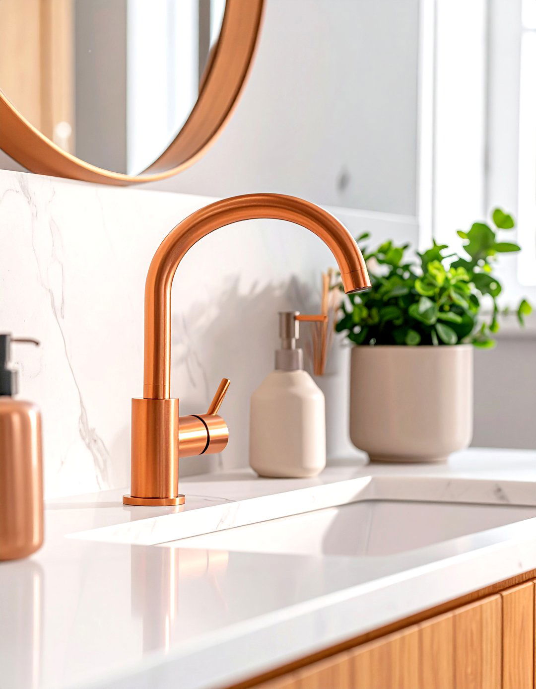 Copper bathroom faucet - 30 copper detail bathroom ideas