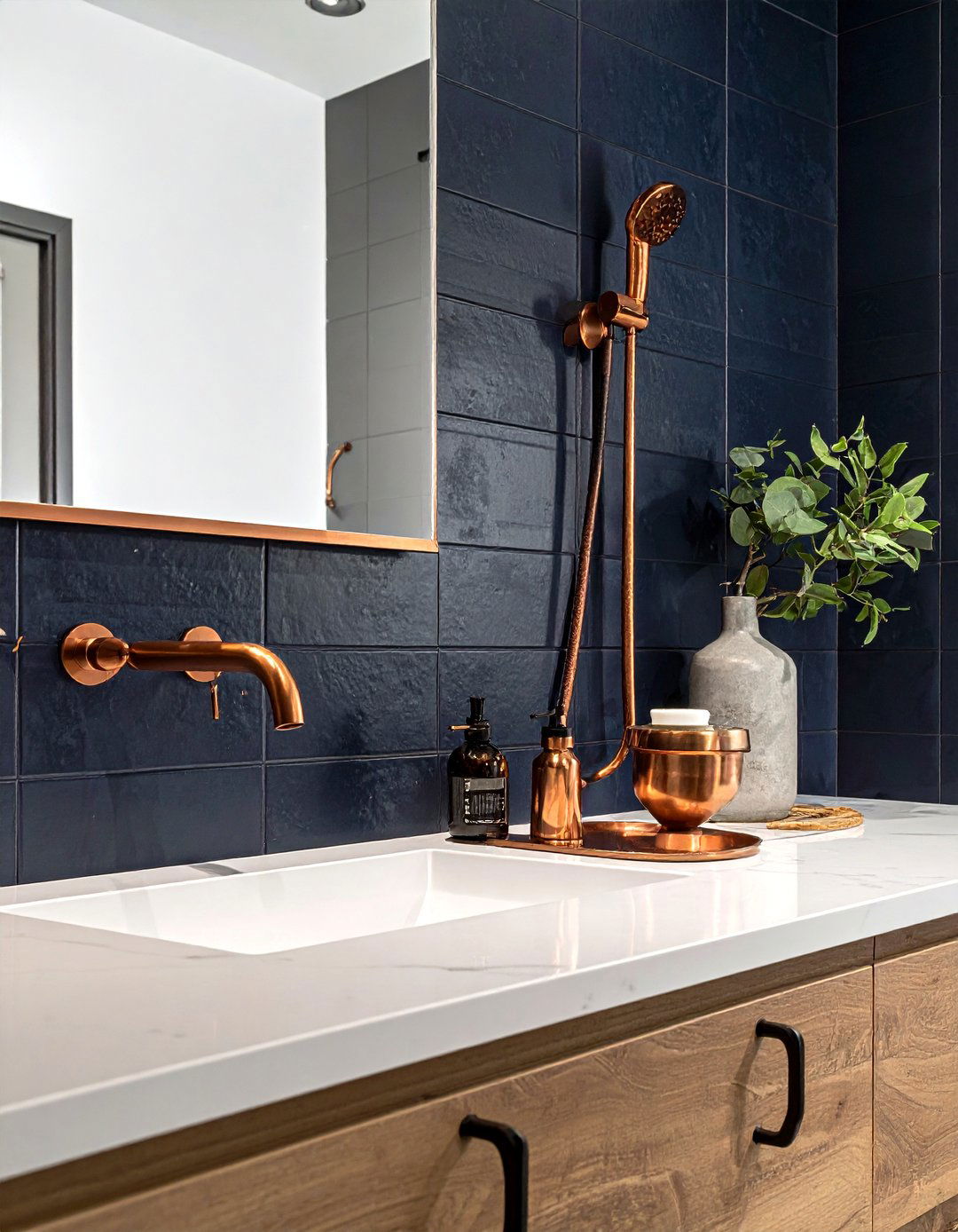 Copper bathroom plumbing fixtures - 30 orange bathroom decor ideas