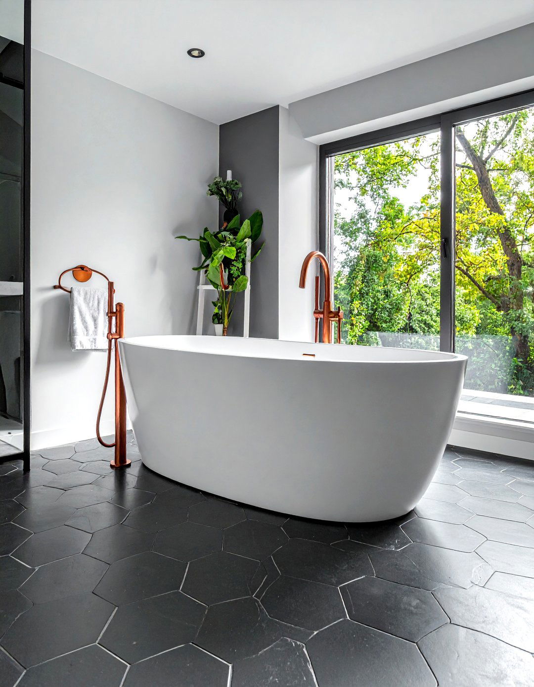 Copper bathtub filler - 30 copper detail bathroom ideas