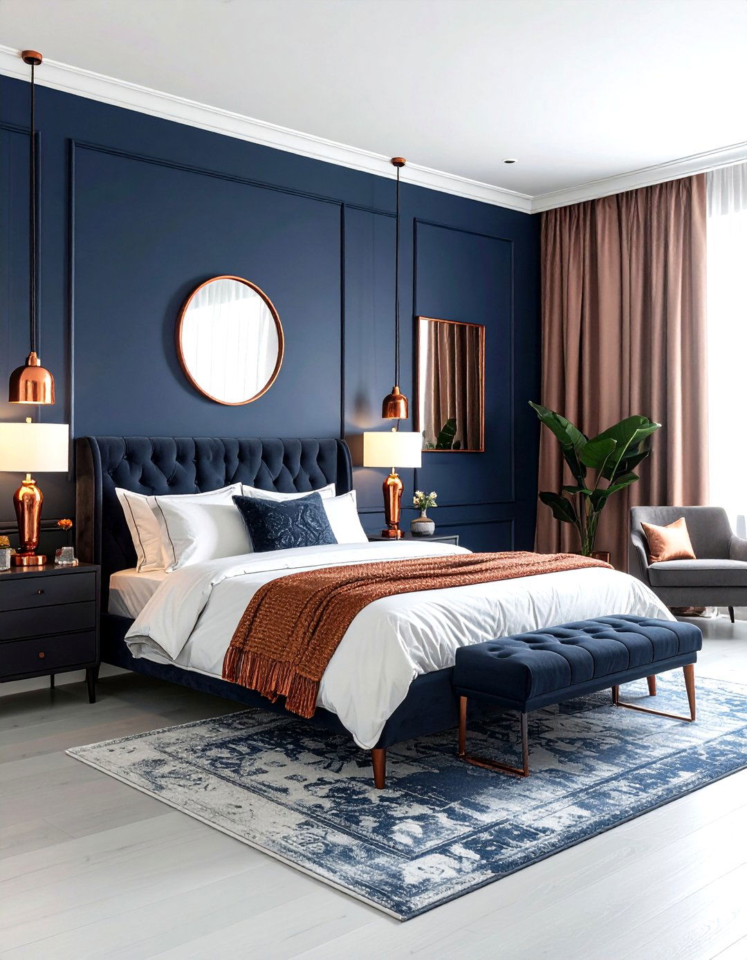 Copper bedroom accents - 30 orange bedroom decor ideas