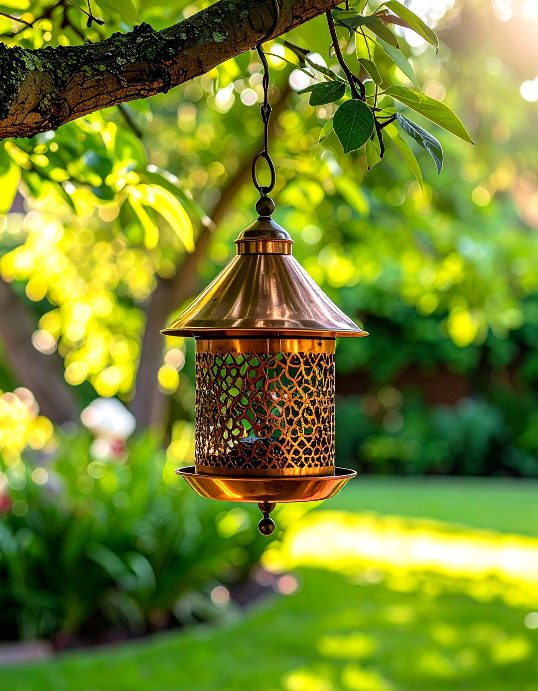 Copper bird feeder - 30 copper decor ideas