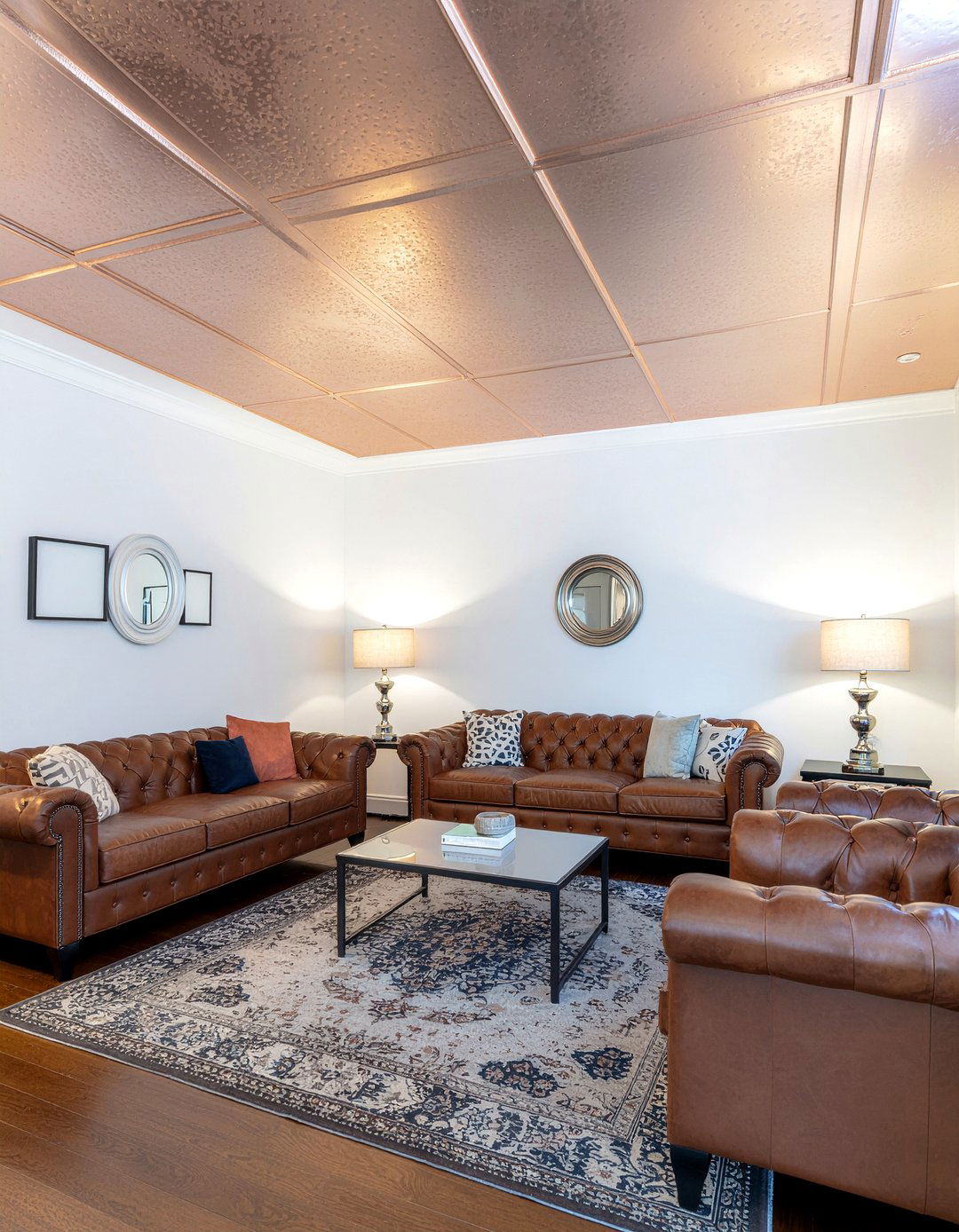 Copper ceiling - 30 living room statement ceiling ideas