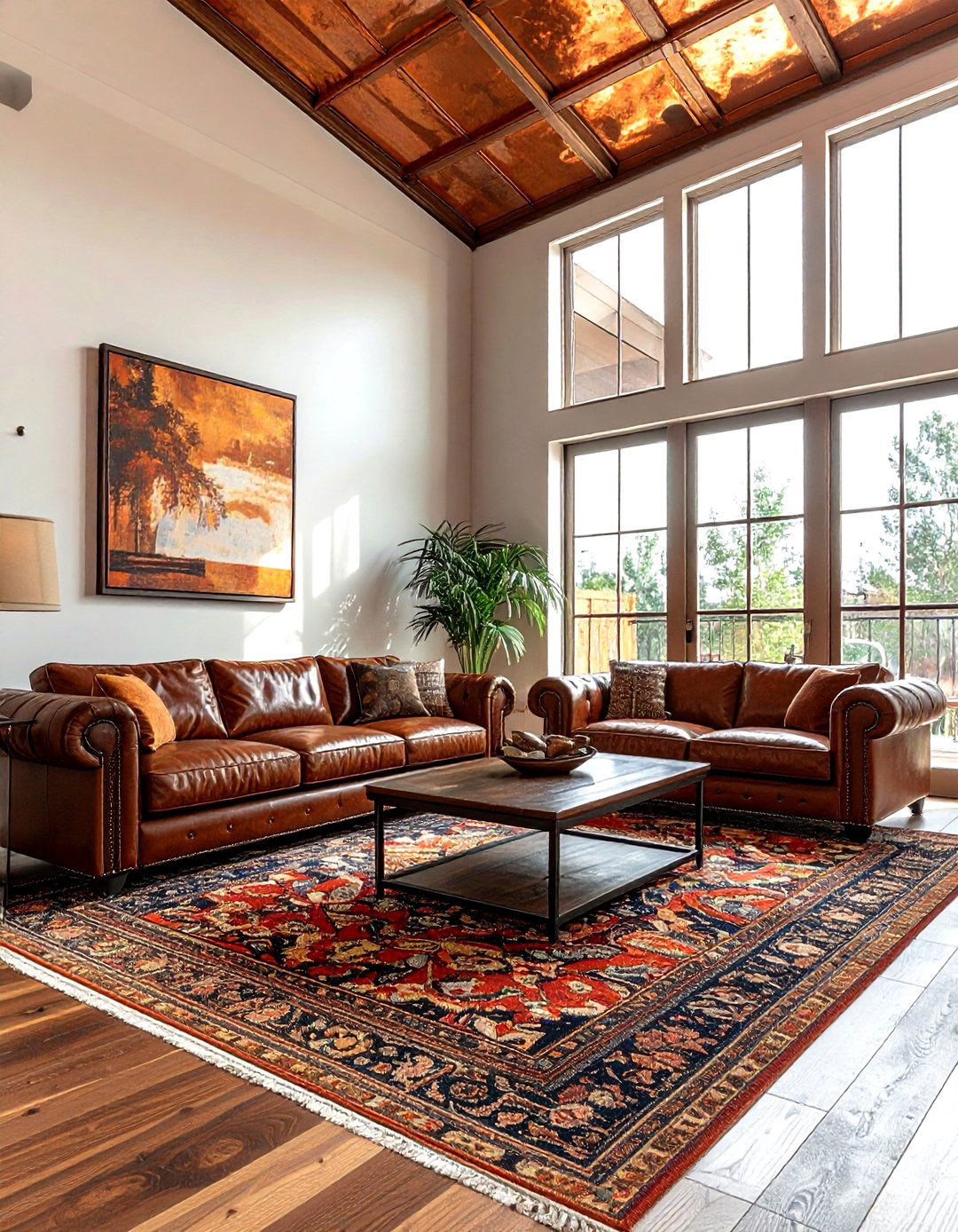 Copper ceiling tiles - 30 living room tin ceiling ideas