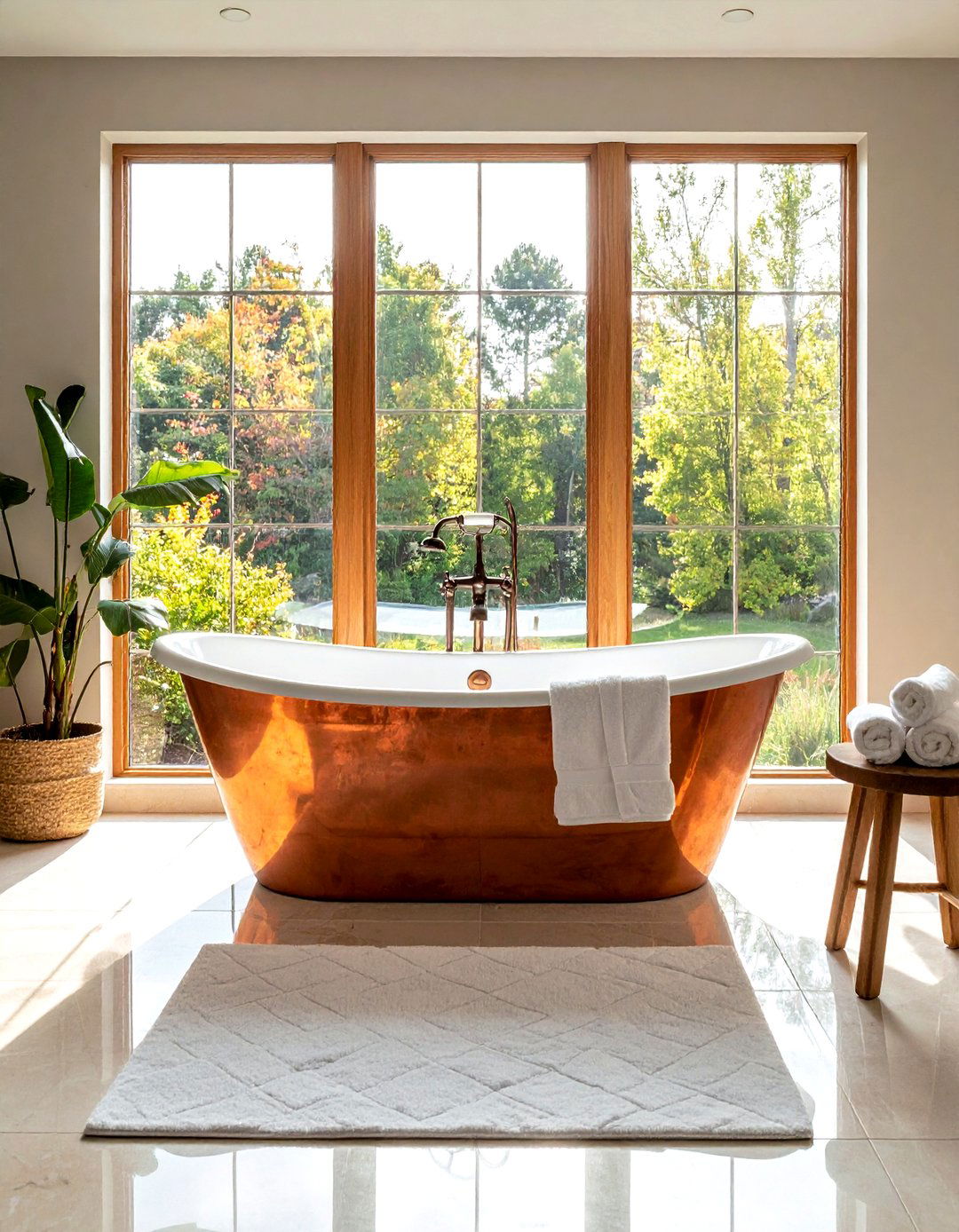 Copper clawfoot tub - 30 copper detail bathroom ideas