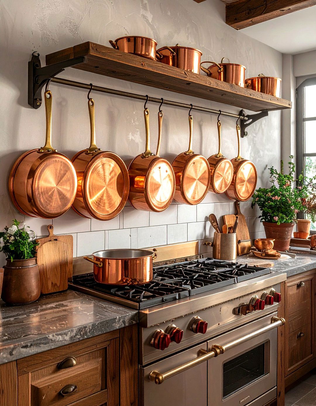 Copper cookware display - 30 new traditional decor ideas