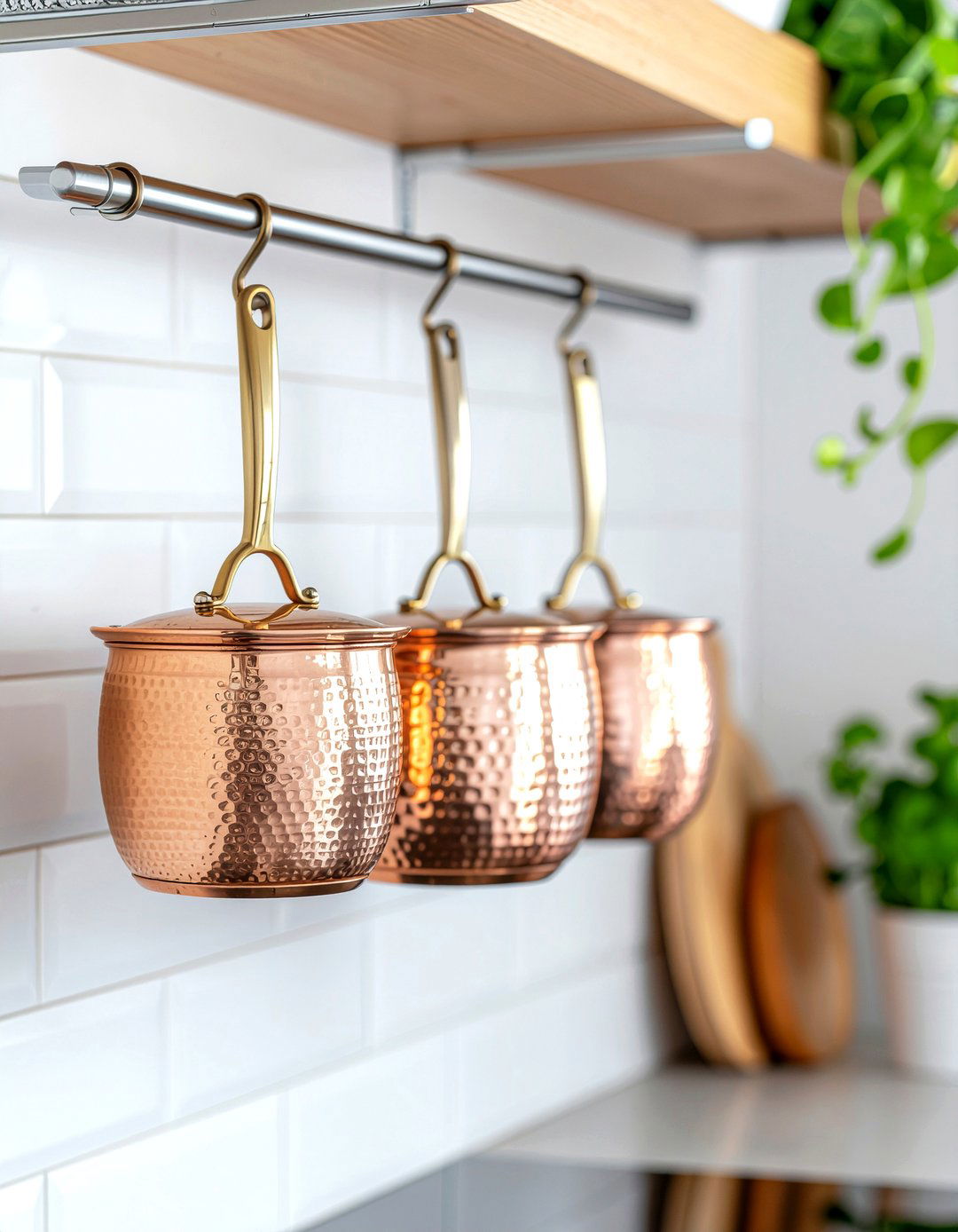 Copper cookware display - 30 estate sale decor ideas