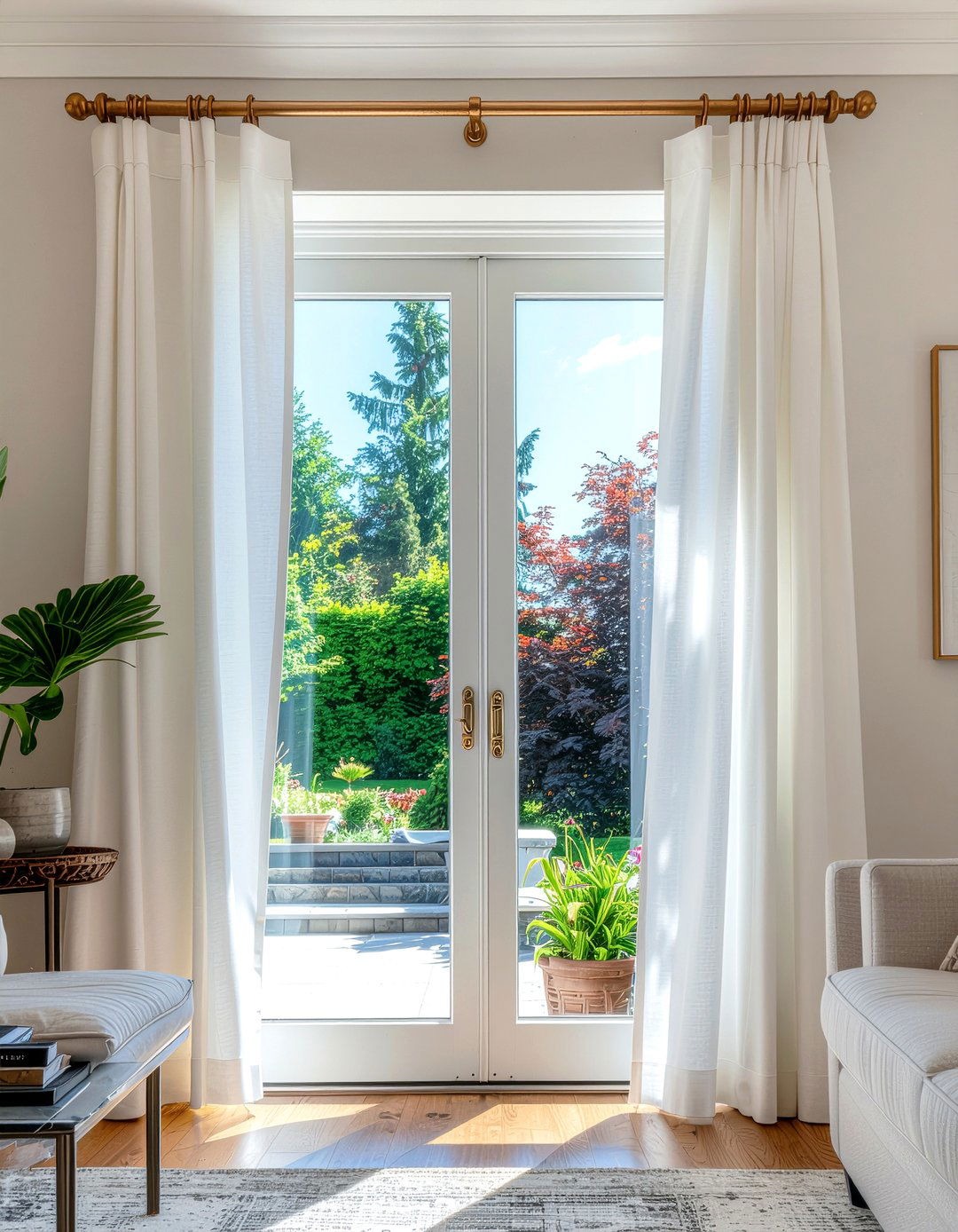 Copper curtain rods - 30 copper accent living room ideas