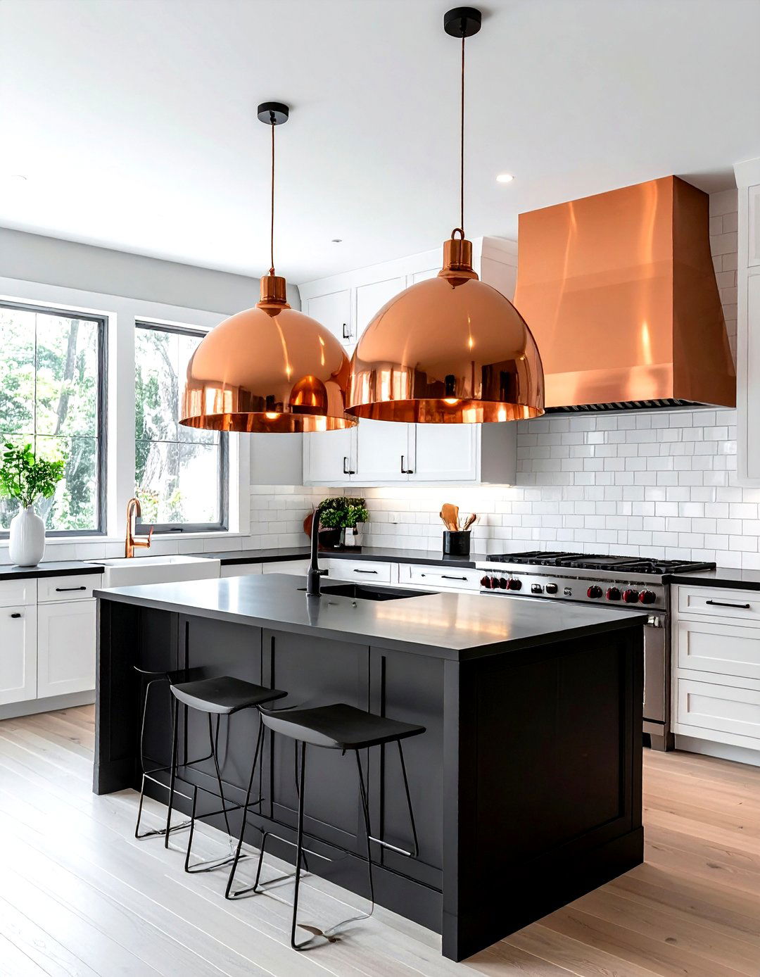 Copper dome pendant - 30 kitchen accent lighting ideas