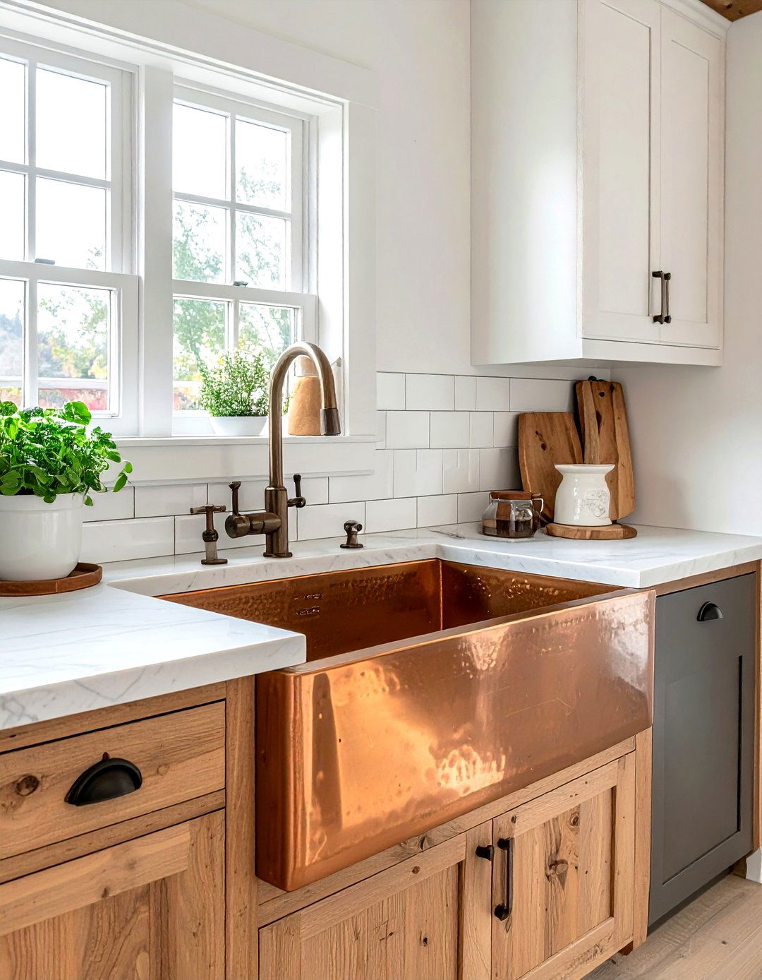 Copper farmhouse sink - 30 copper decor ideas