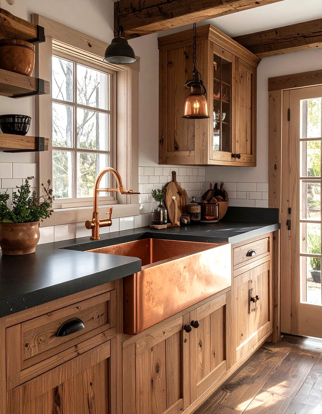 Copper farmhouse sink - 30 copper kitchen ideas
