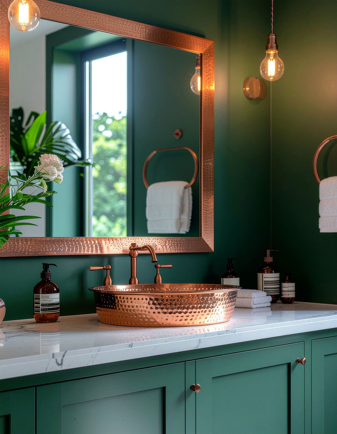 Copper finish bathroom mirror - 30 bathroom mirror statement ideas
