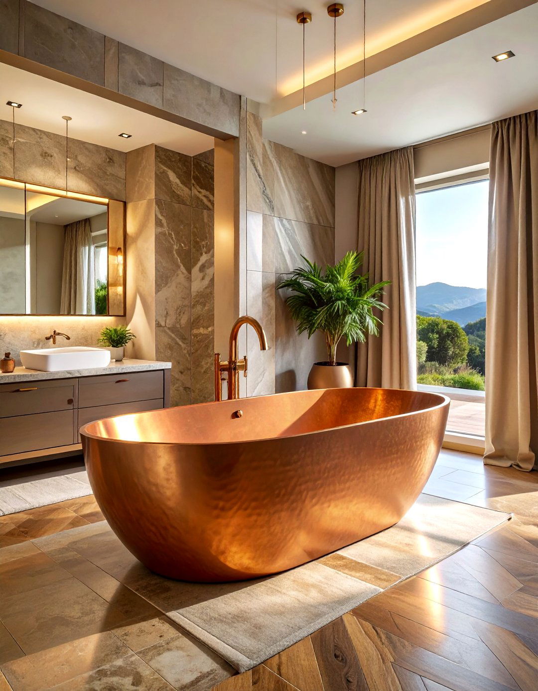 Copper freestanding tub bathroom - 30 Waterworks bathroom ideas