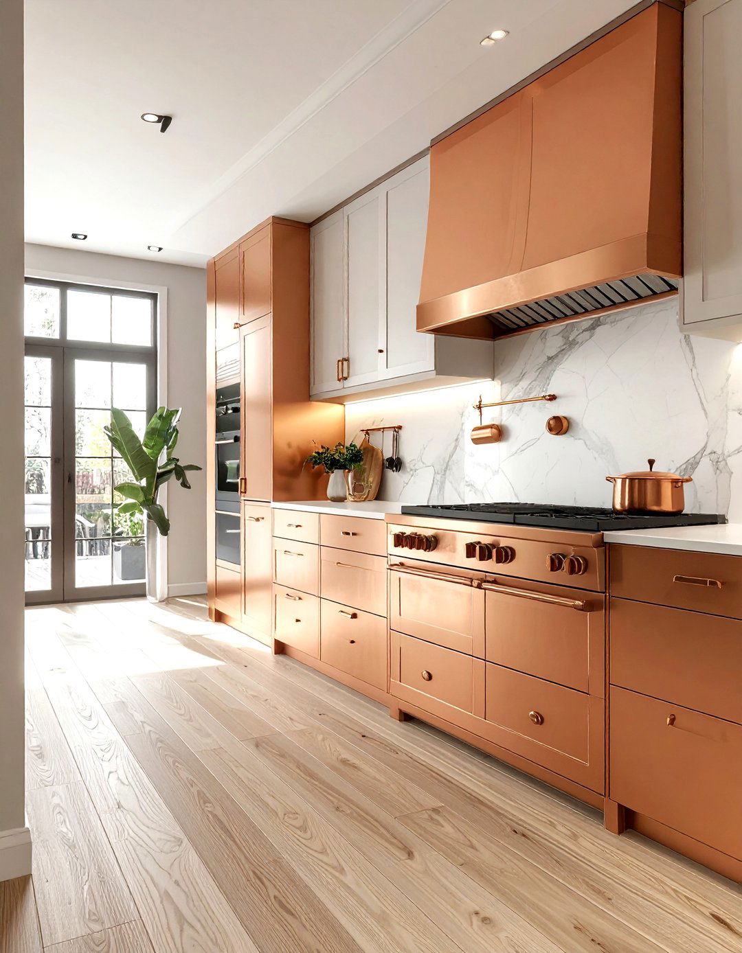 Copper kick plate - 30 copper kitchen ideas