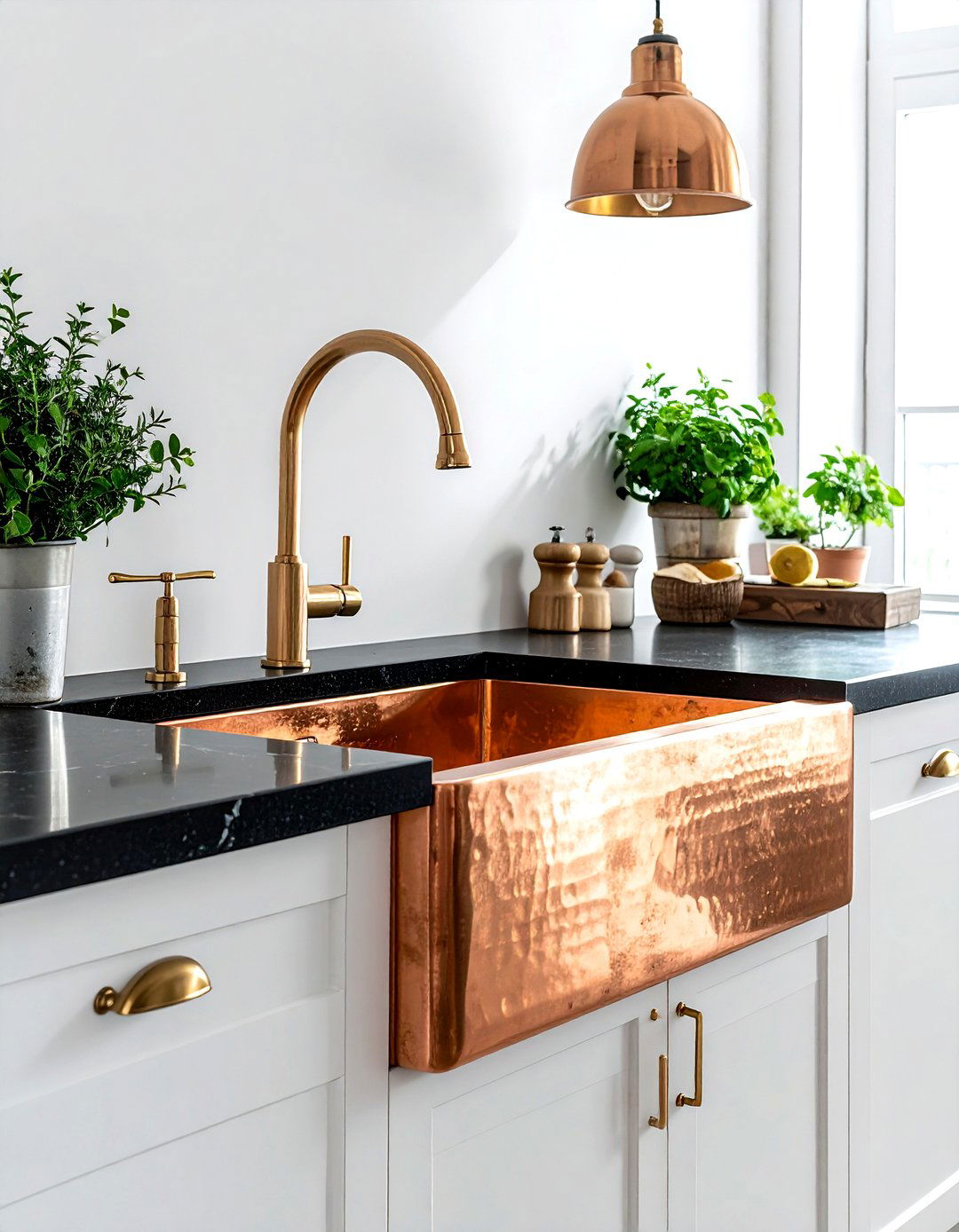 Copper kitchen sink - 30 rust kitchen ideas