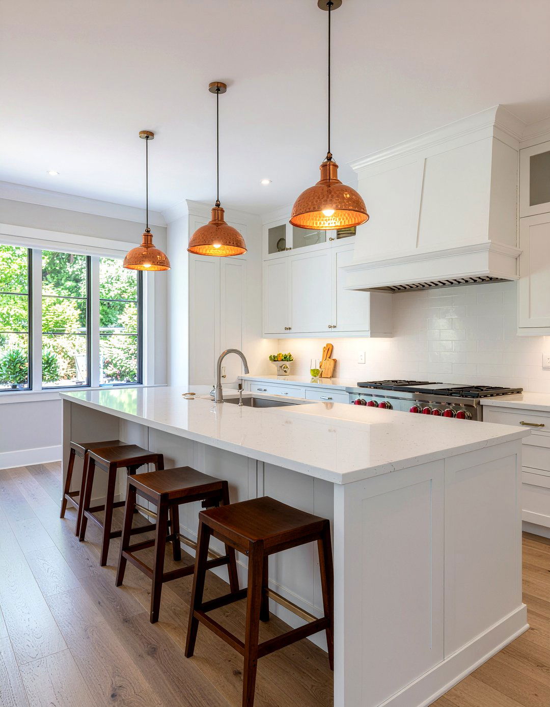 Copper lighting fixtures - 30 modern farmhouse kitchen ideas