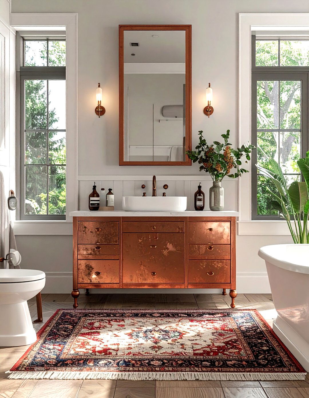Copper medicine cabinet - 30 copper detail bathroom ideas