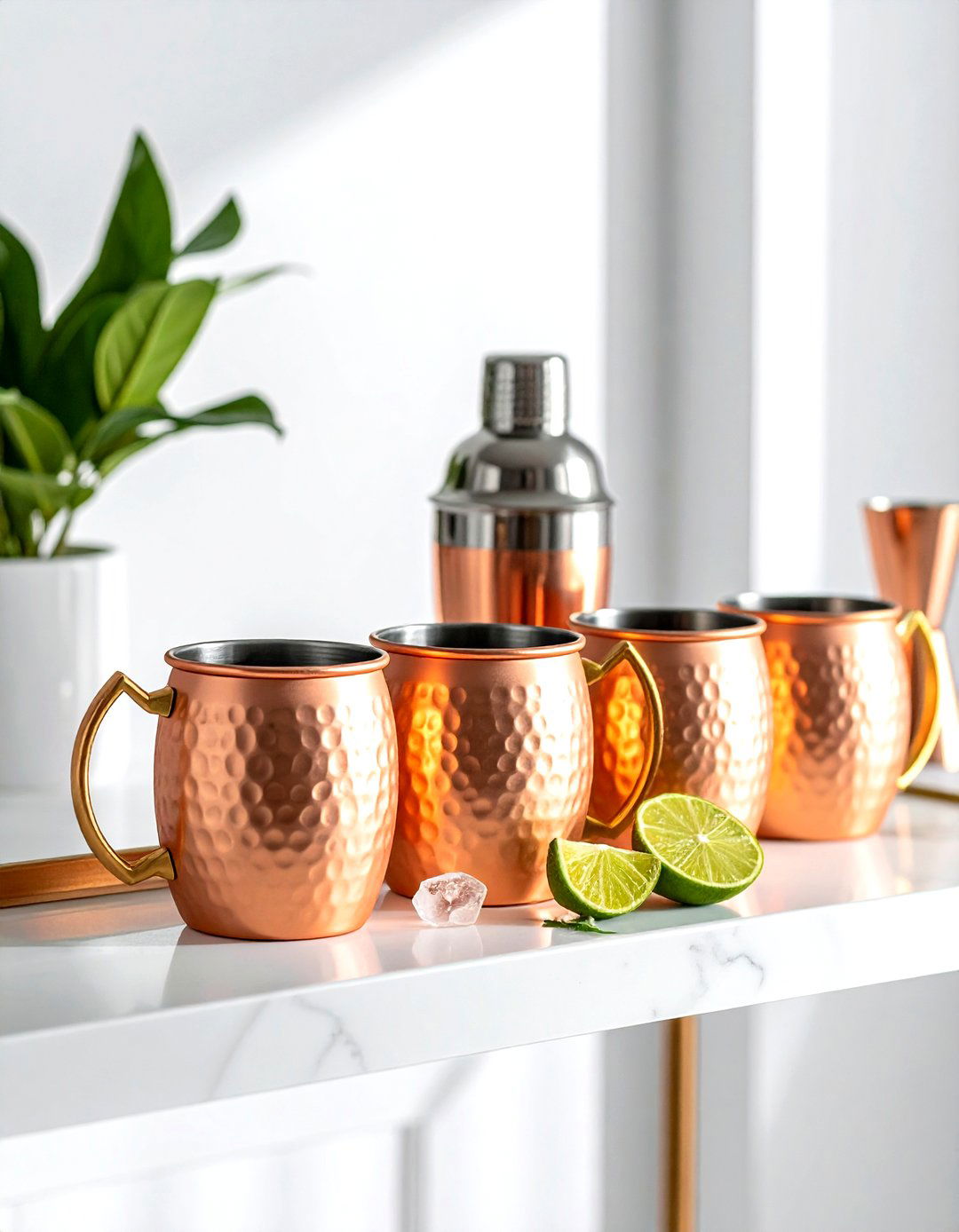 Copper mug set - 30 copper decor ideas