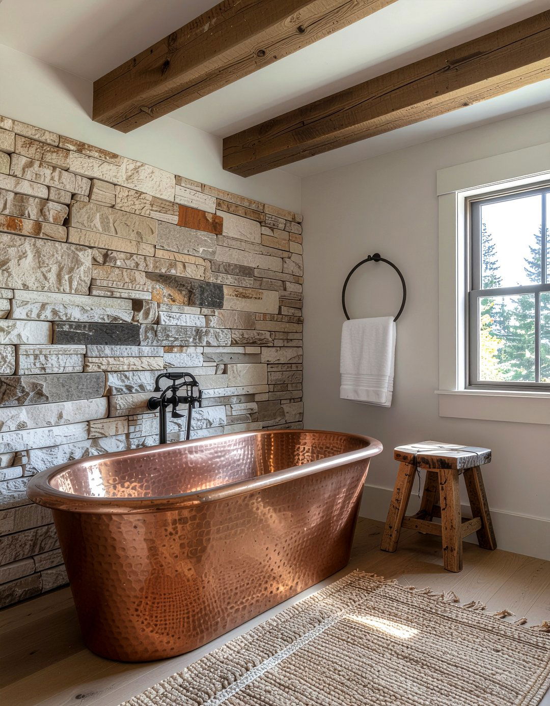 Copper pedestal tub - 30 master bathroom tub ideas