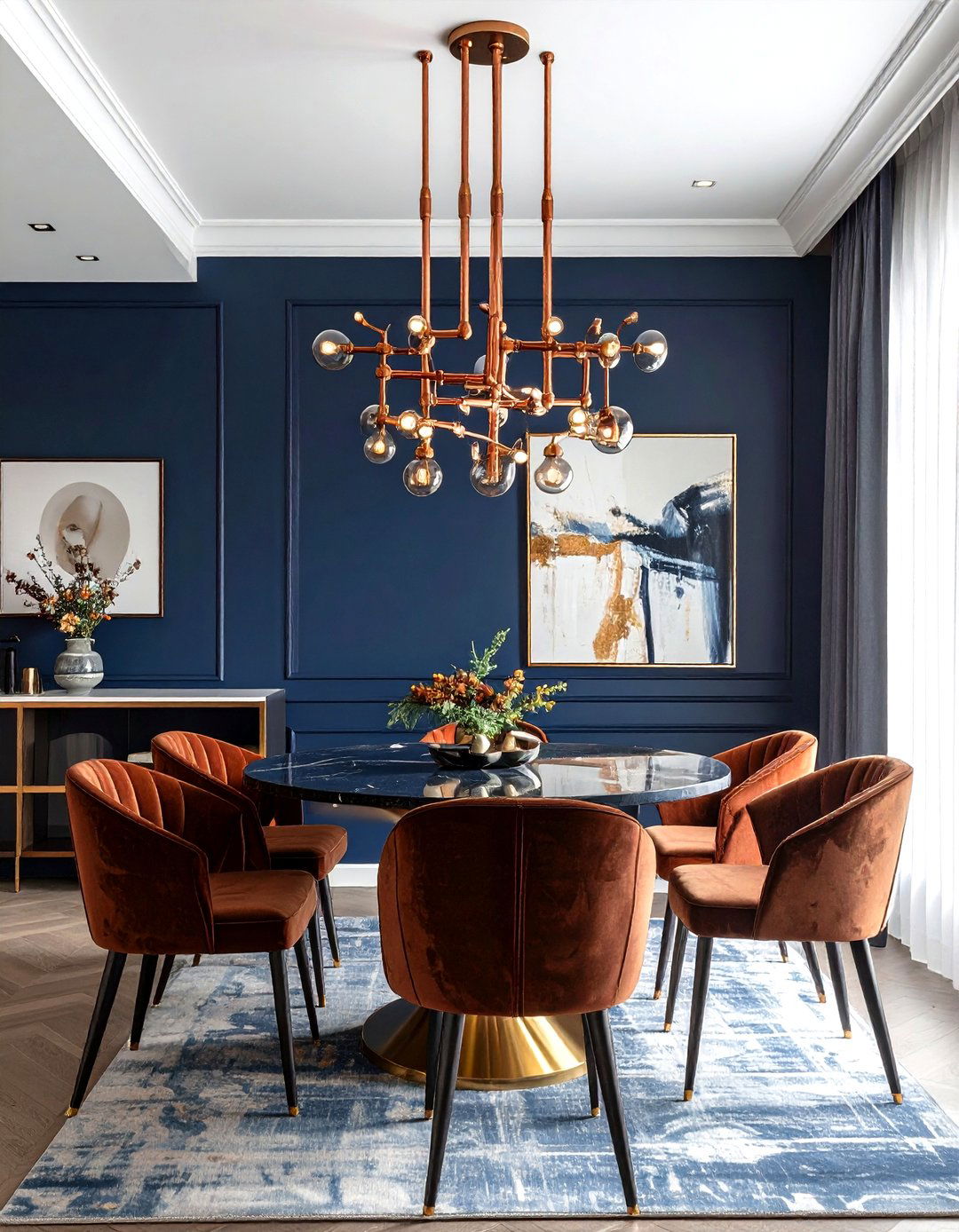 Copper pipe dining room light fixture - 30 industrial chandelier dining room ideas