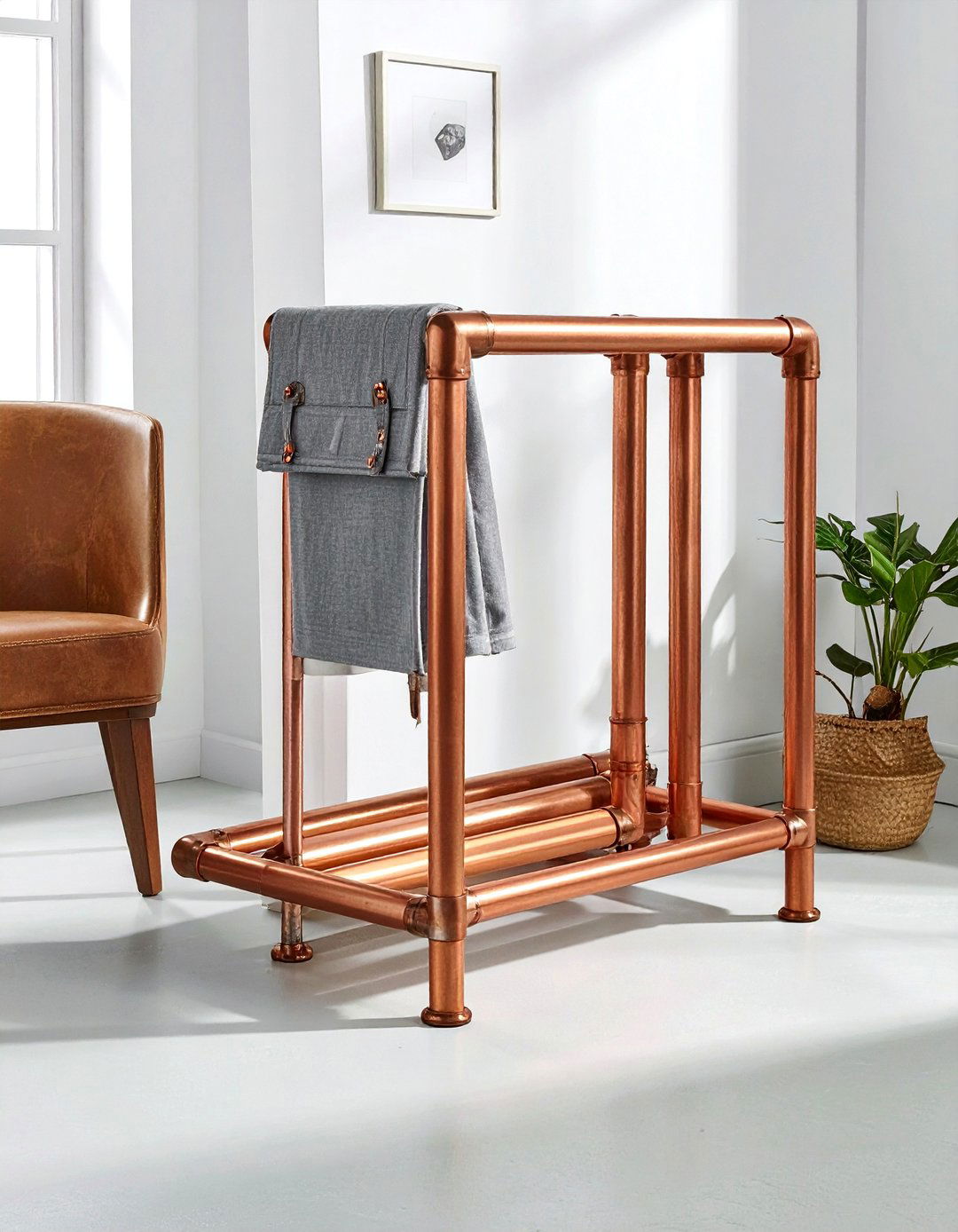 Copper pipe magazine rack - 30 handmade decor ideas