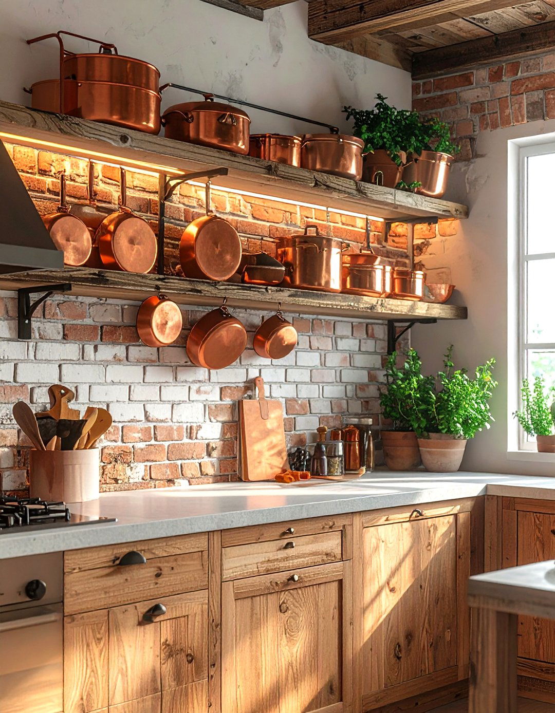 Copper pot rack - 30 copper kitchen ideas