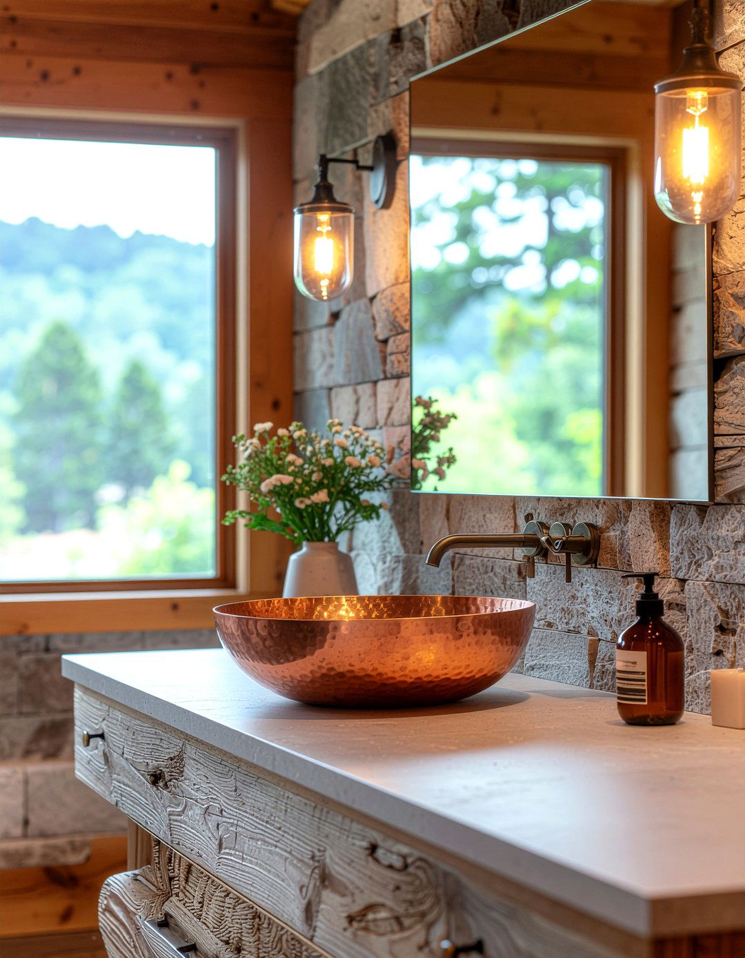 Copper ranch bathroom accents - 30 ranch bathroom ideas