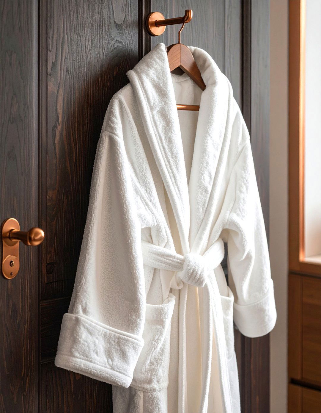 Copper robe hook - 30 copper detail bathroom ideas