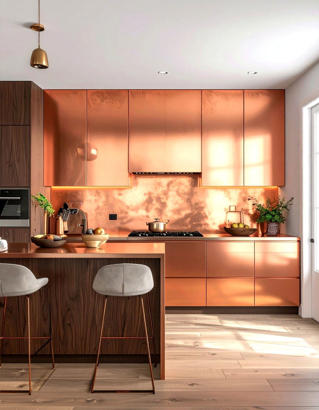 Copper sheet wall accent - 30 living room backsplash ideas