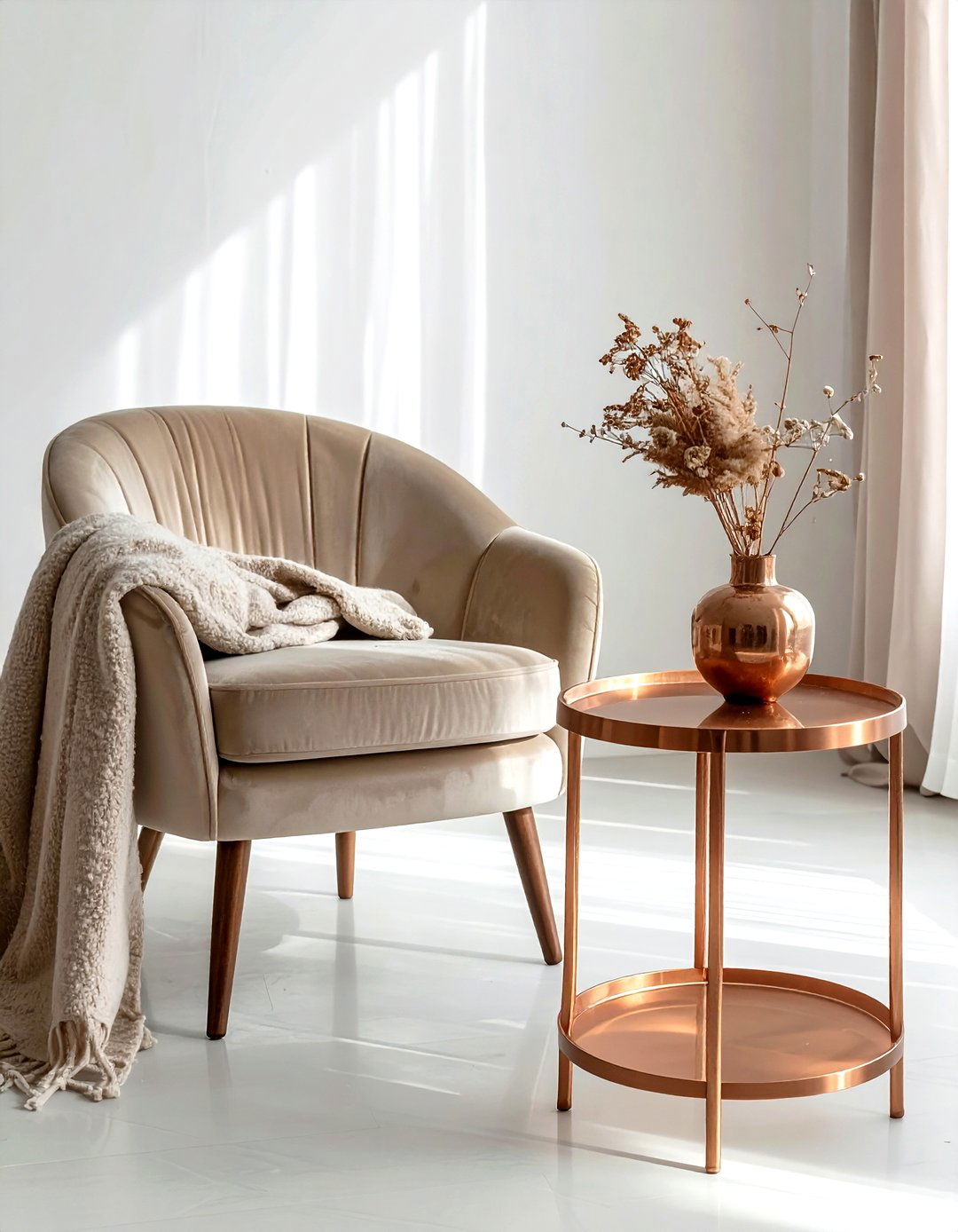 Copper side table - 30 copper decor ideas