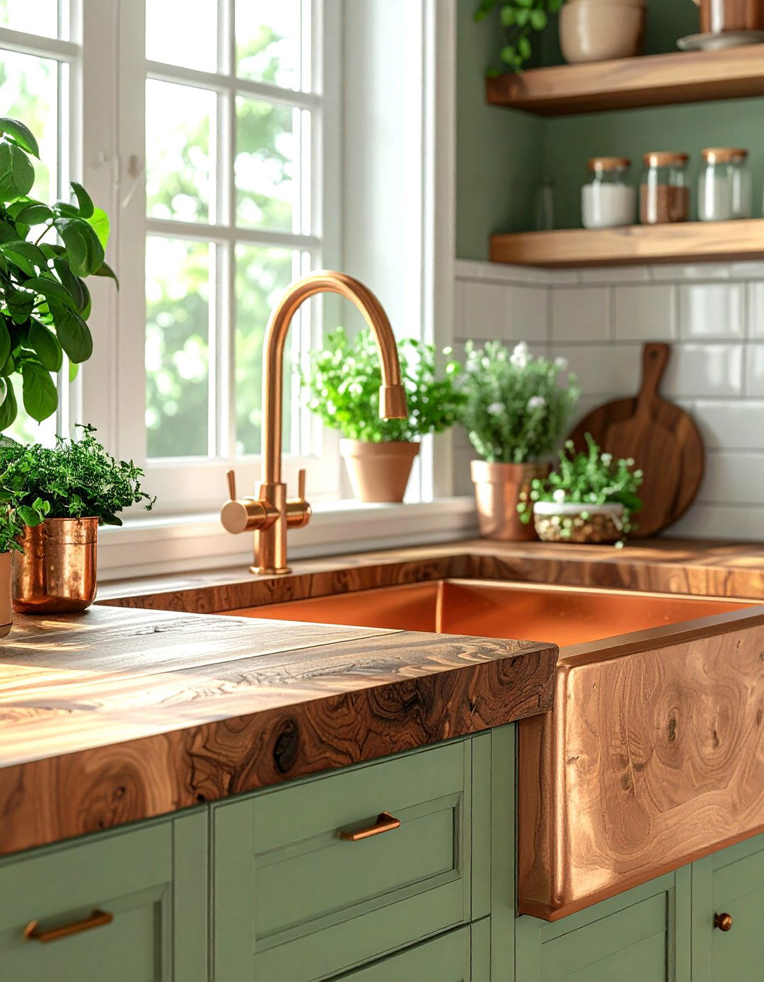 Copper sink with wood countertop - 30 copper sink kitchen ideas