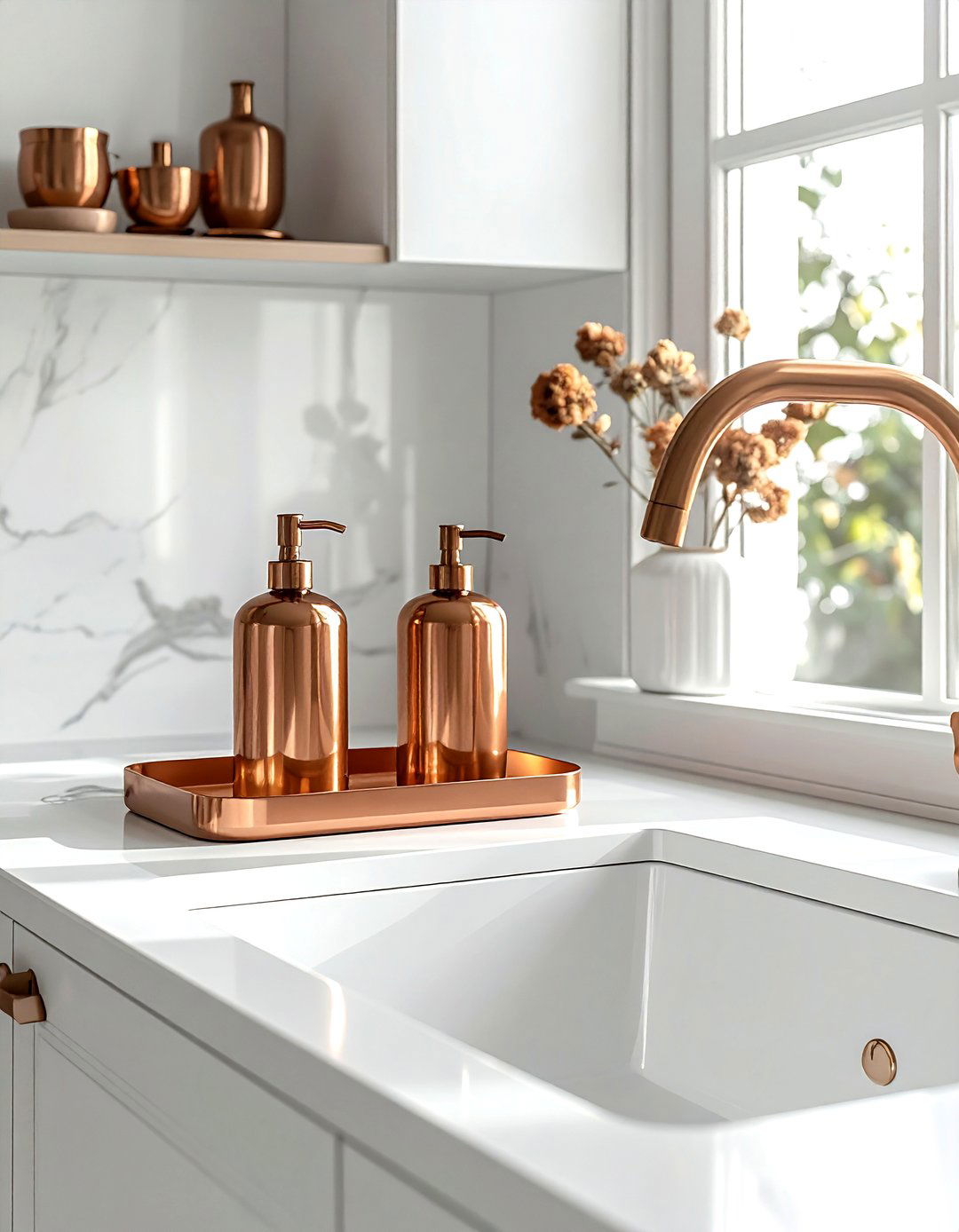Copper soap dispenser - 30 copper kitchen ideas