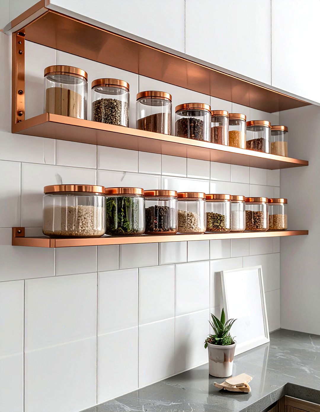 Copper spice rack - 30 copper kitchen ideas