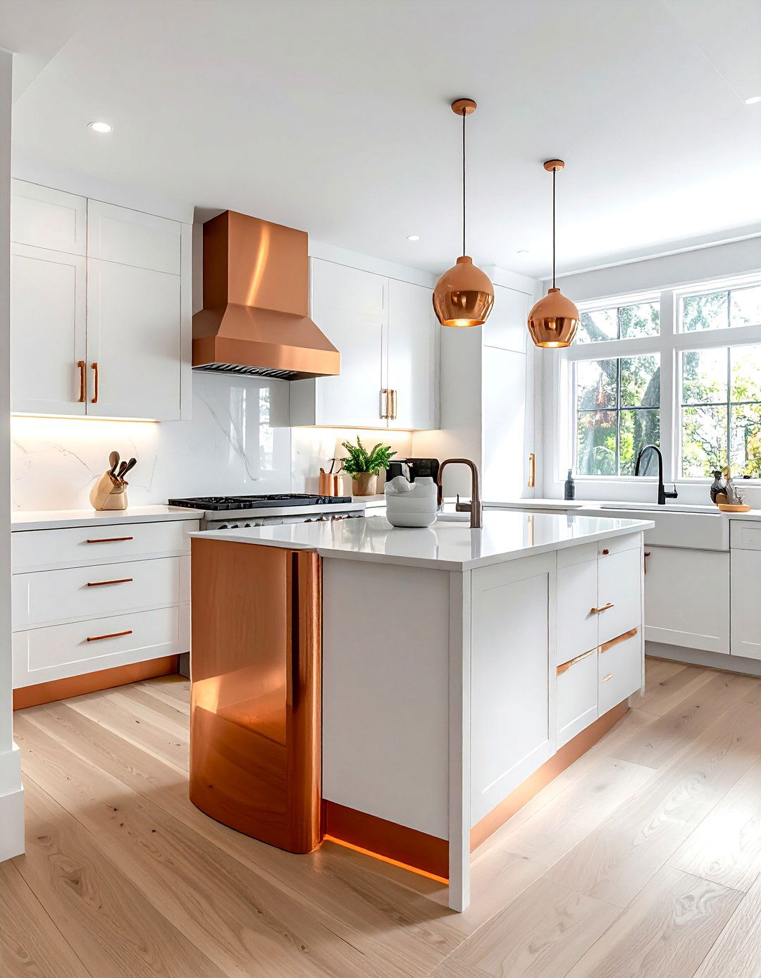 Copper toe kick - 30 copper kitchen ideas