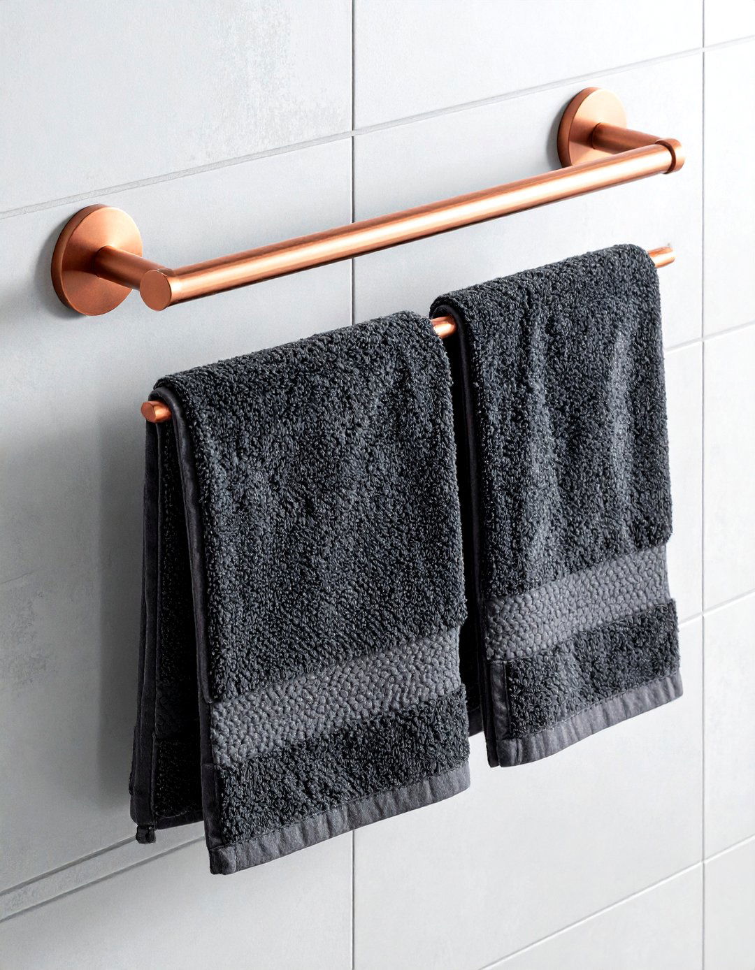 Copper towel bar - 30 copper detail bathroom ideas