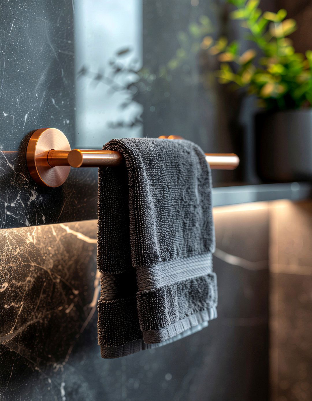 Copper towel bar - 30 bathroom towel bar ideas