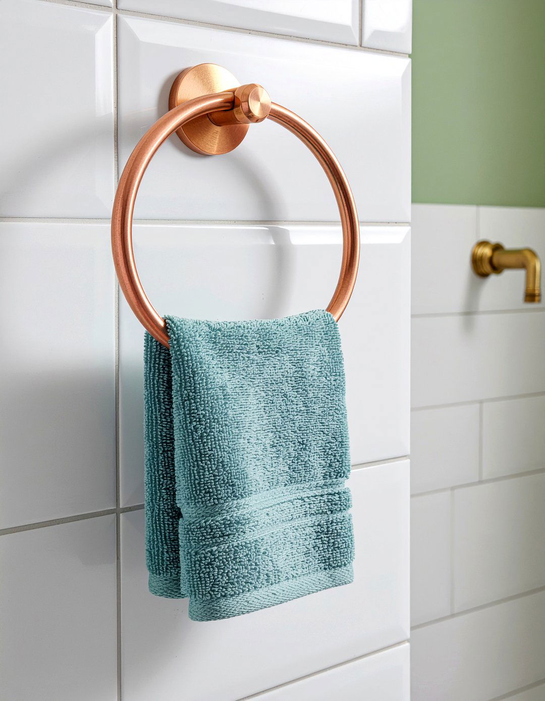 Copper towel ring - 30 bathroom towel ring ideas