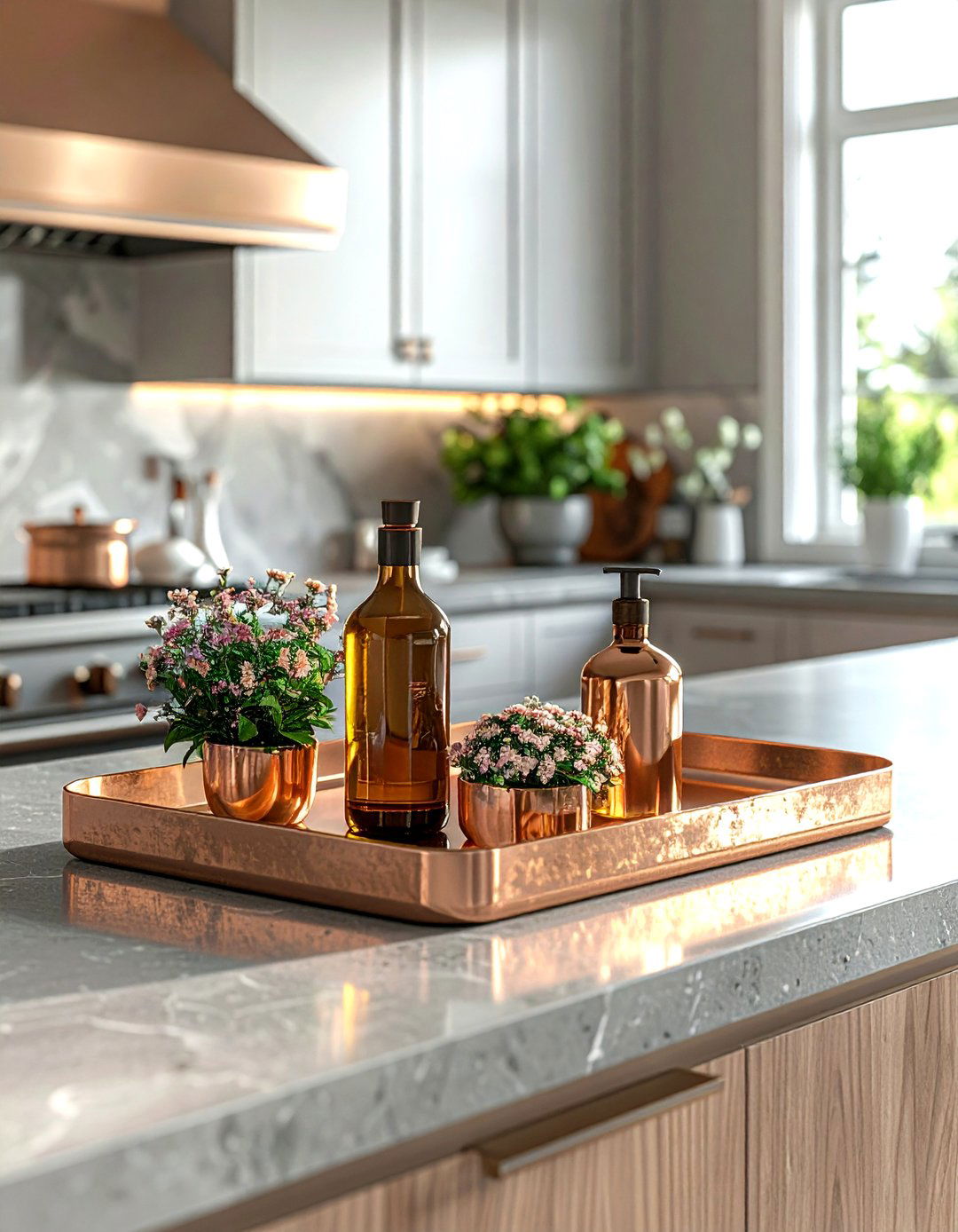 Copper tray decor - 30 copper kitchen ideas
