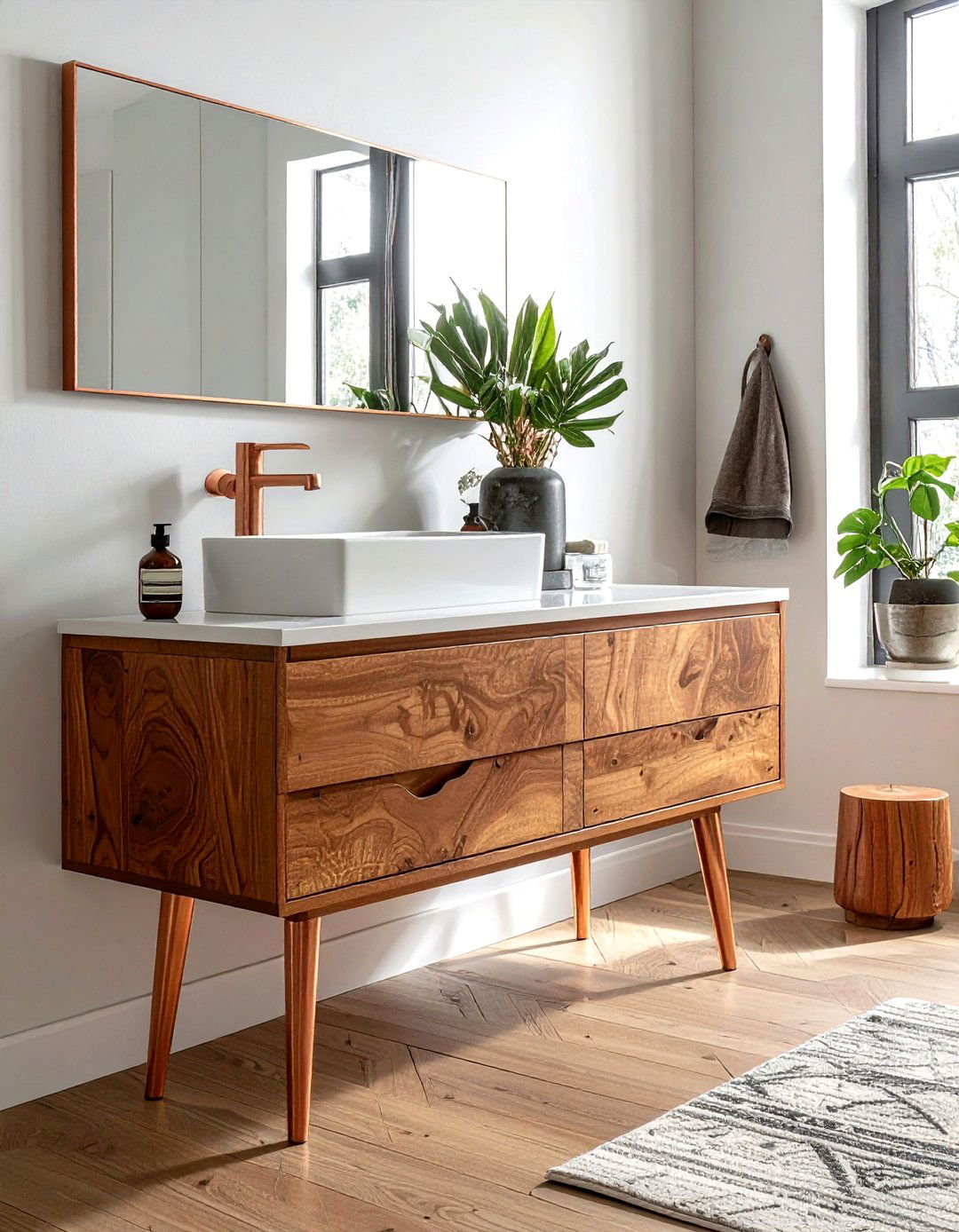 Copper vanity legs - 30 copper detail bathroom ideas