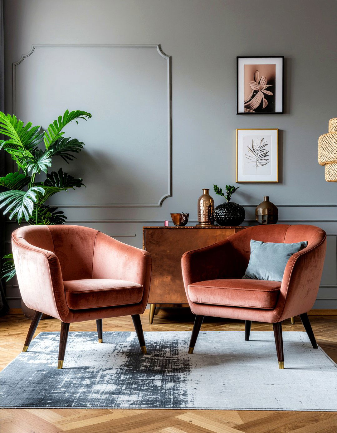 Copper velvet furniture - 30 velvet living room ideas