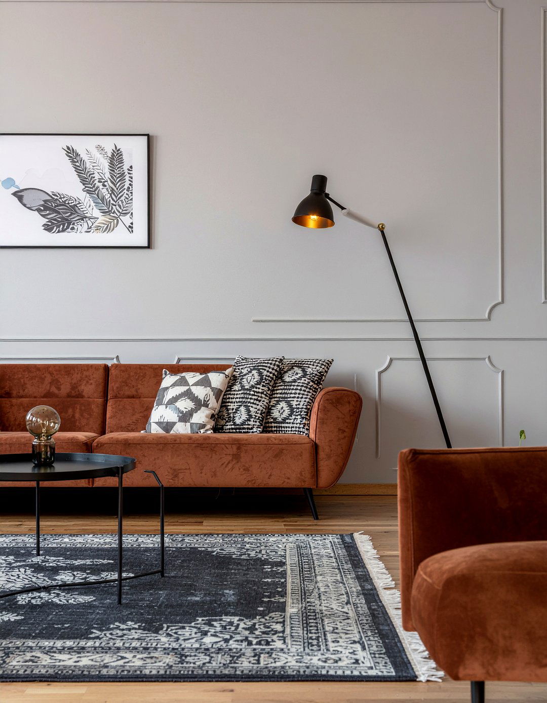 Copper velvet sofa - 30 velvet sofa living room ideas