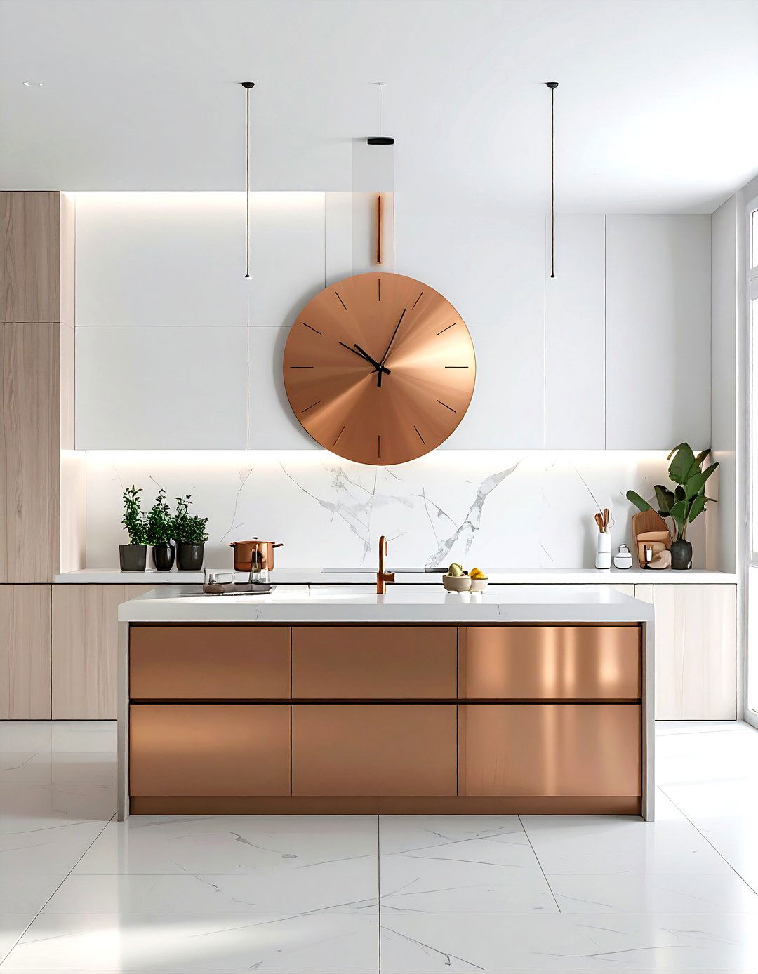 Copper wall clock - 30 copper decor ideas